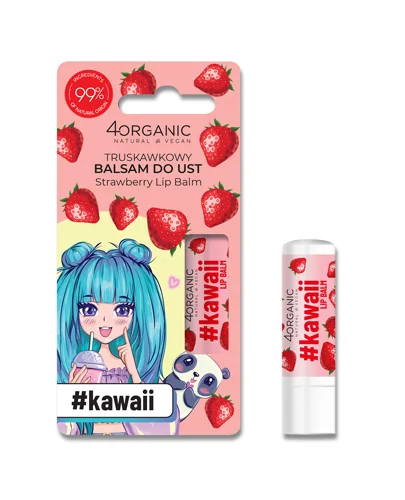 4organic #kawaii truskawkowy balsam do ust, 5 g