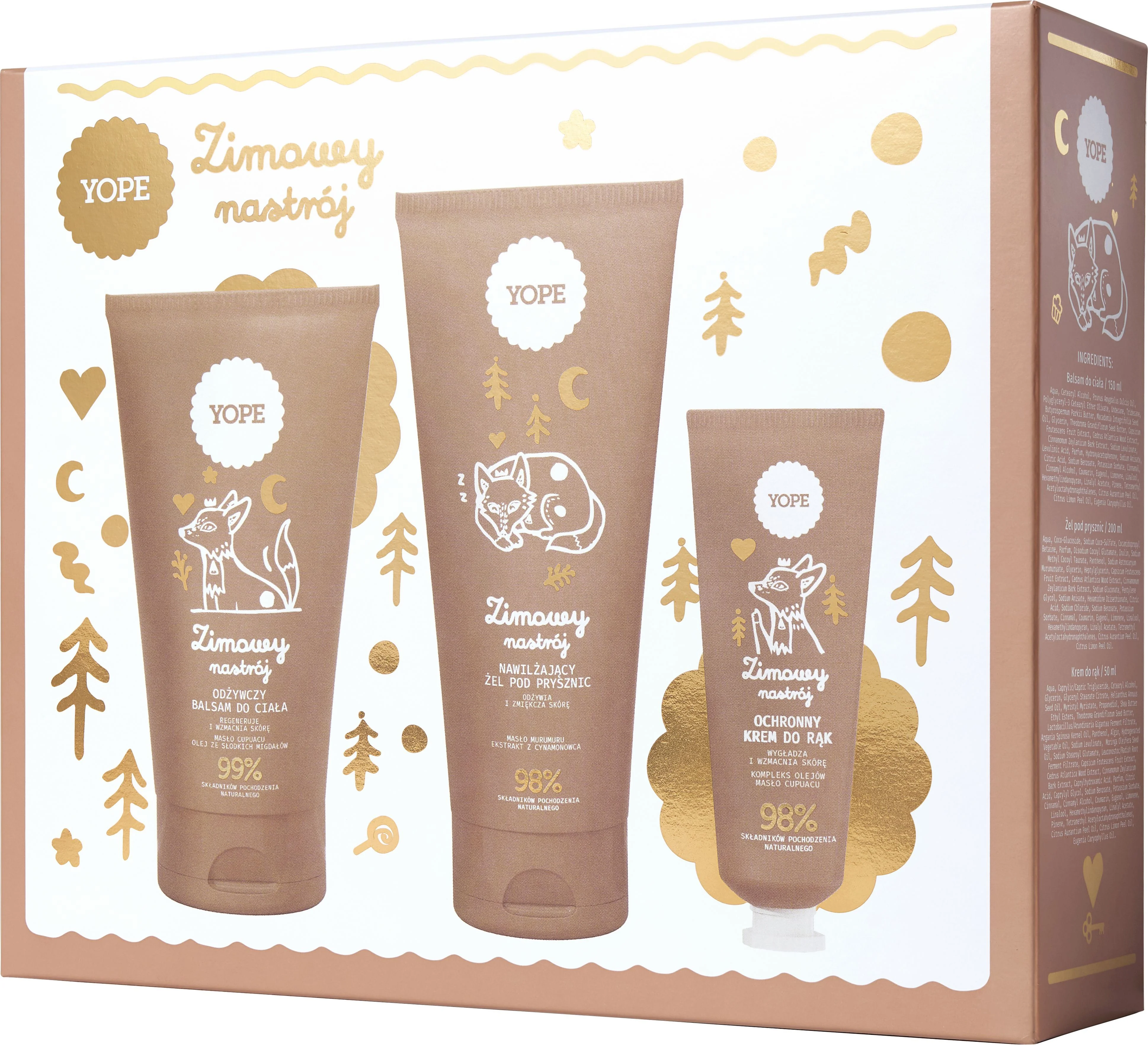 Yope Zestaw Zimowy Nastrój balsam do ciała, 150 ml + żel pod prysznic, 200 ml + krem do rąk, 50 ml