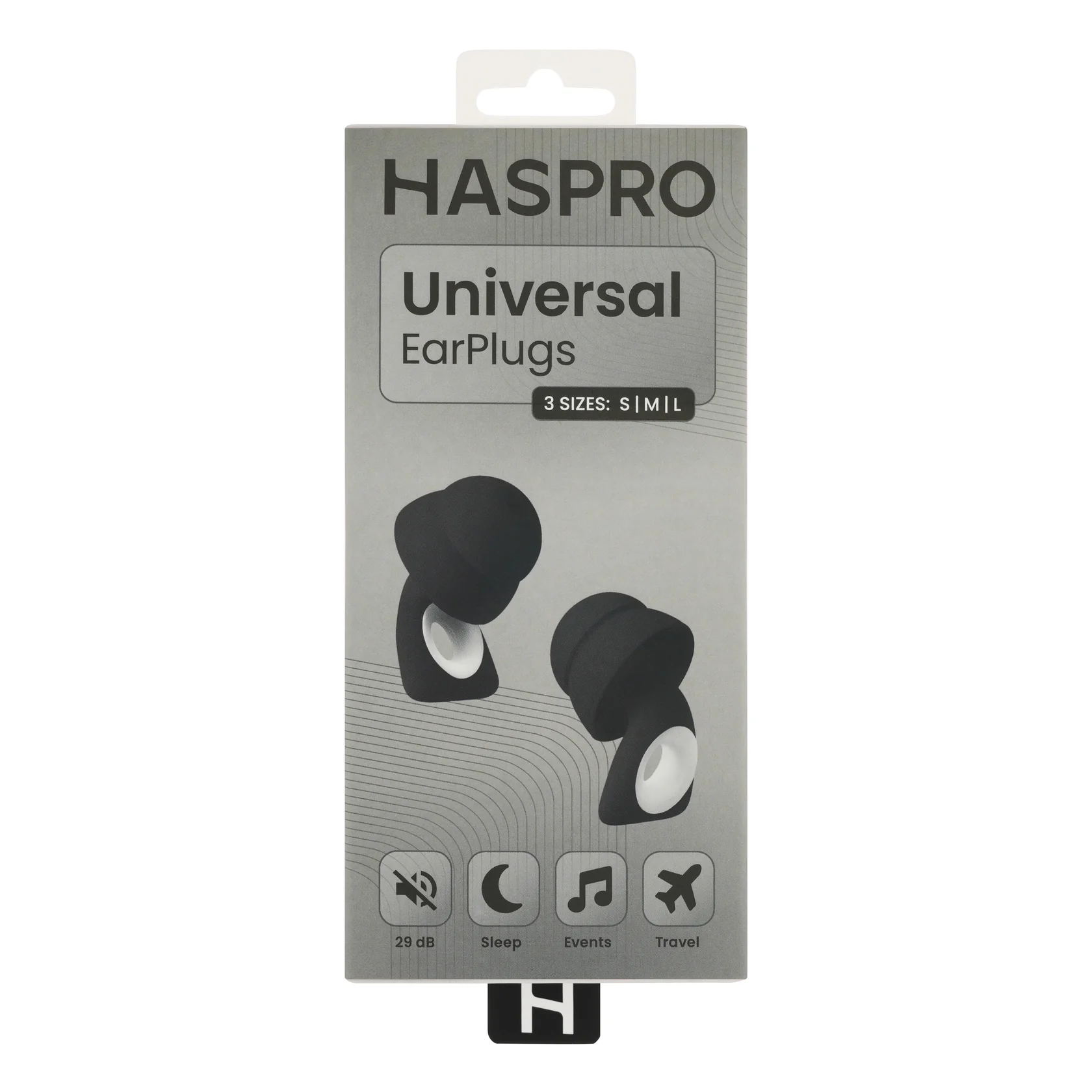 HASPRO Universal silikonowe zatyczki do uszu czarne, 2 sztuki