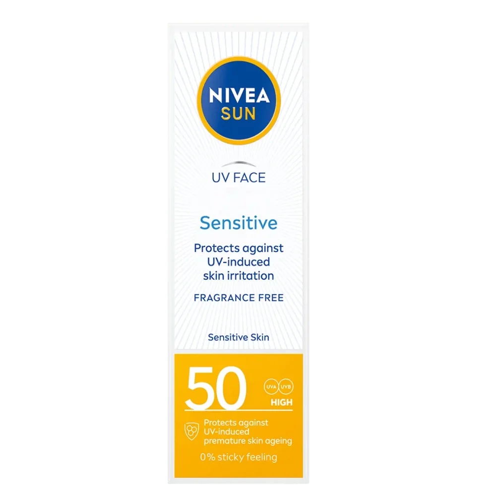 Nivea Sun UV Face Sensitive krem ochronny do twarzy dla skóry wrażliwej SPF 50, 50 ml