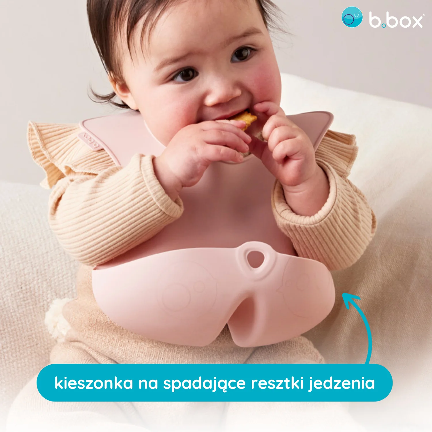 B.box śliniak z otwartą kieszonką różowy, 1 szt.