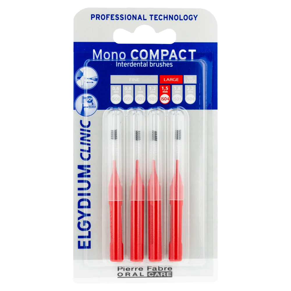 Elgydium Clinic Mono Compact 4 szczoteczki międzyzębowe czerwone, 4 szt.