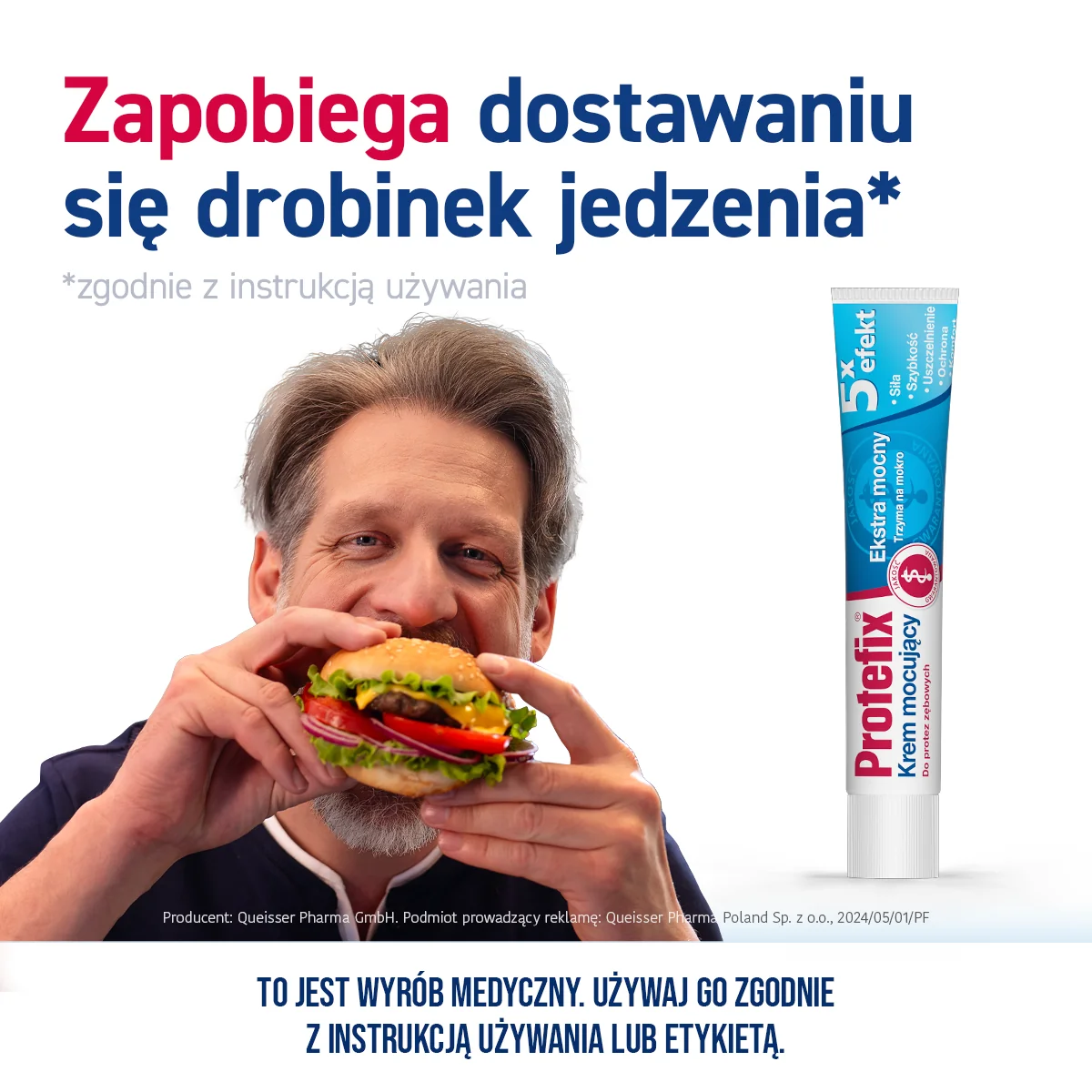 Protefix ekstra mocny krem mocujący do protez zębowych, 47 g