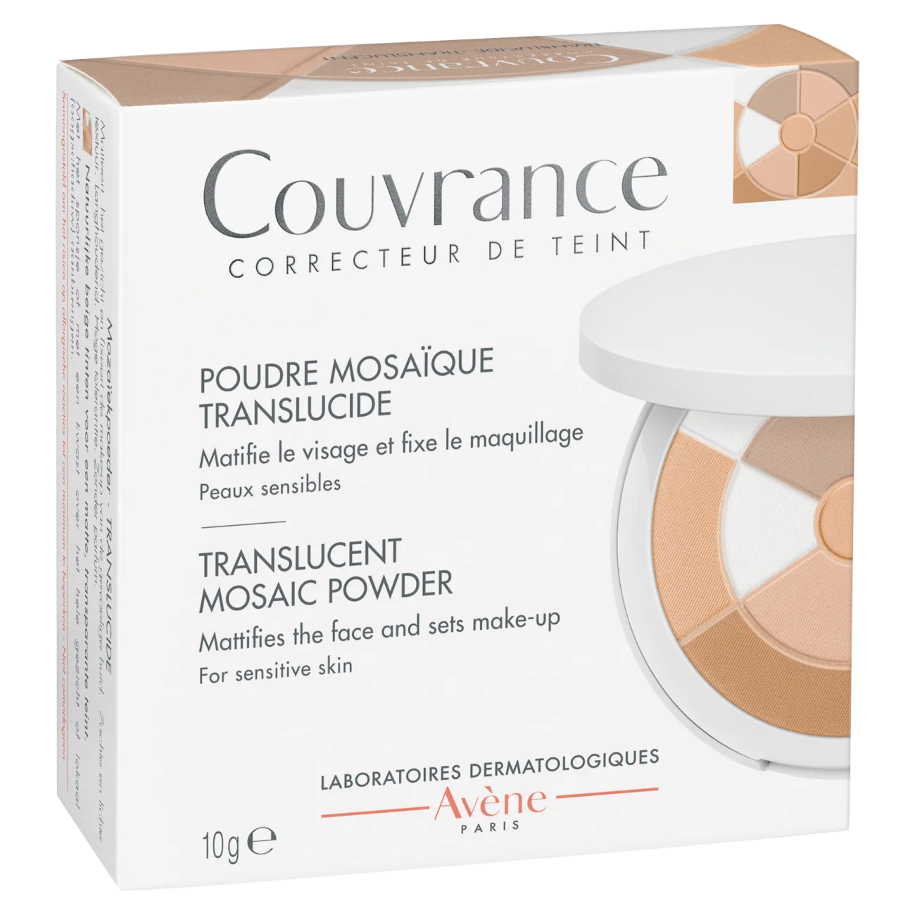 Avene Couvrance, Transparentny Puder mozaikowy do skóry wrażliwej, 10g