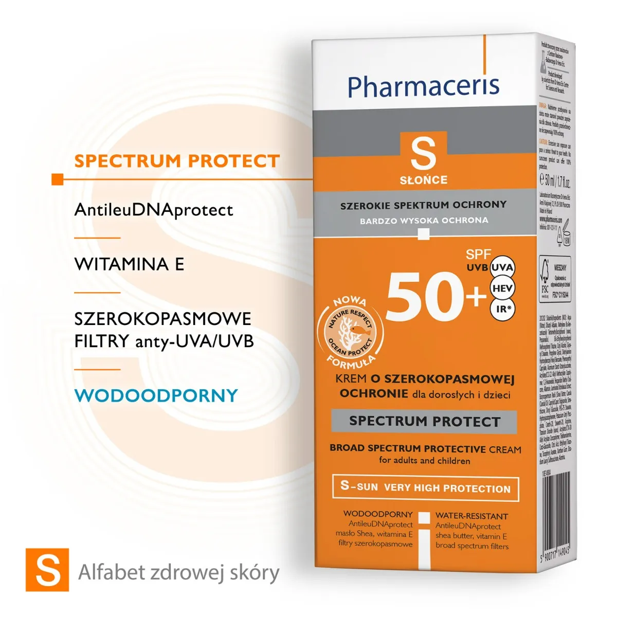 Pharmaceris S Spectrum Protect, krem o szerokopasmowej ochronie przed słońcem, SPF 50+, 50 ml 