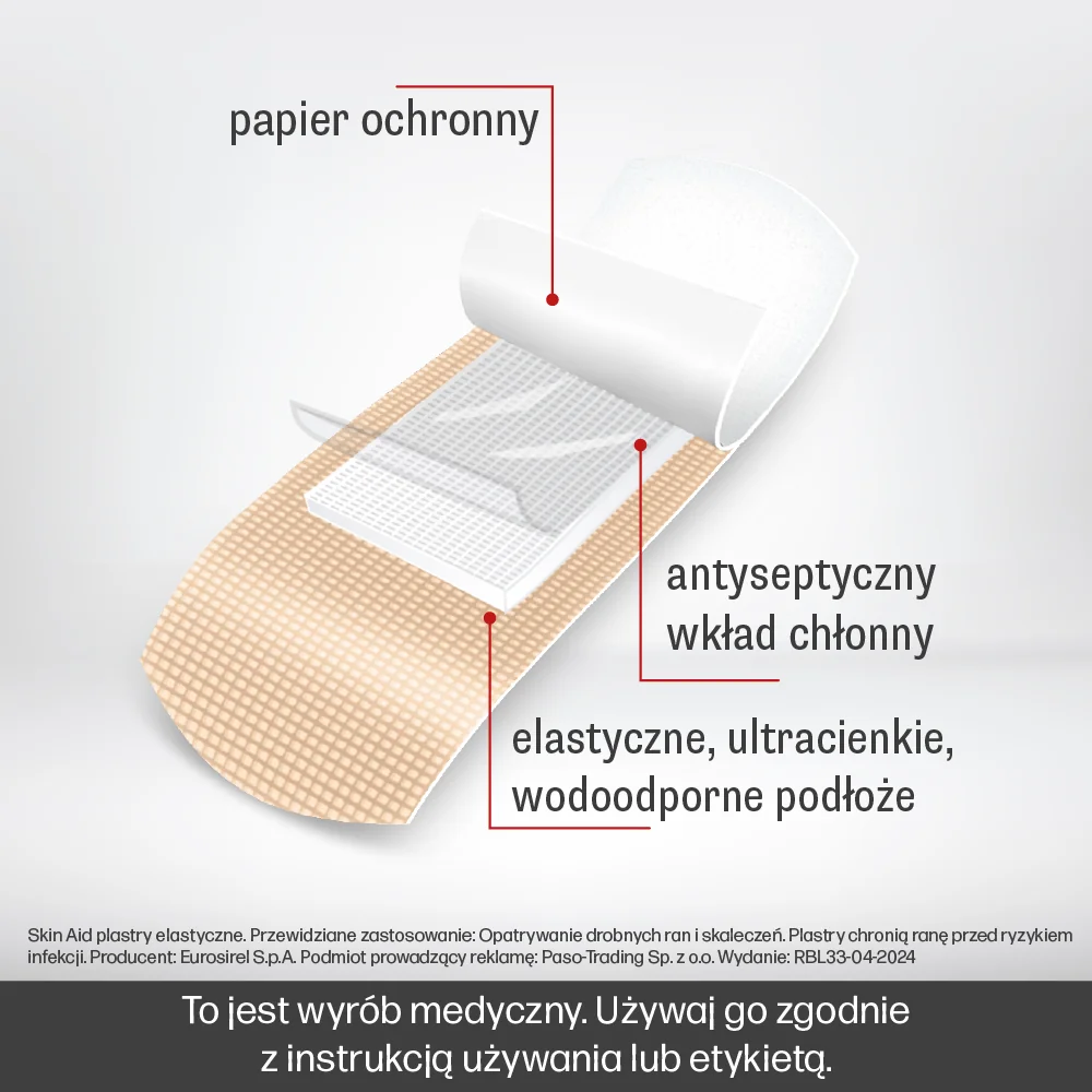 Skin Aid Zestaw plastrów elastycznych 12 sztuk