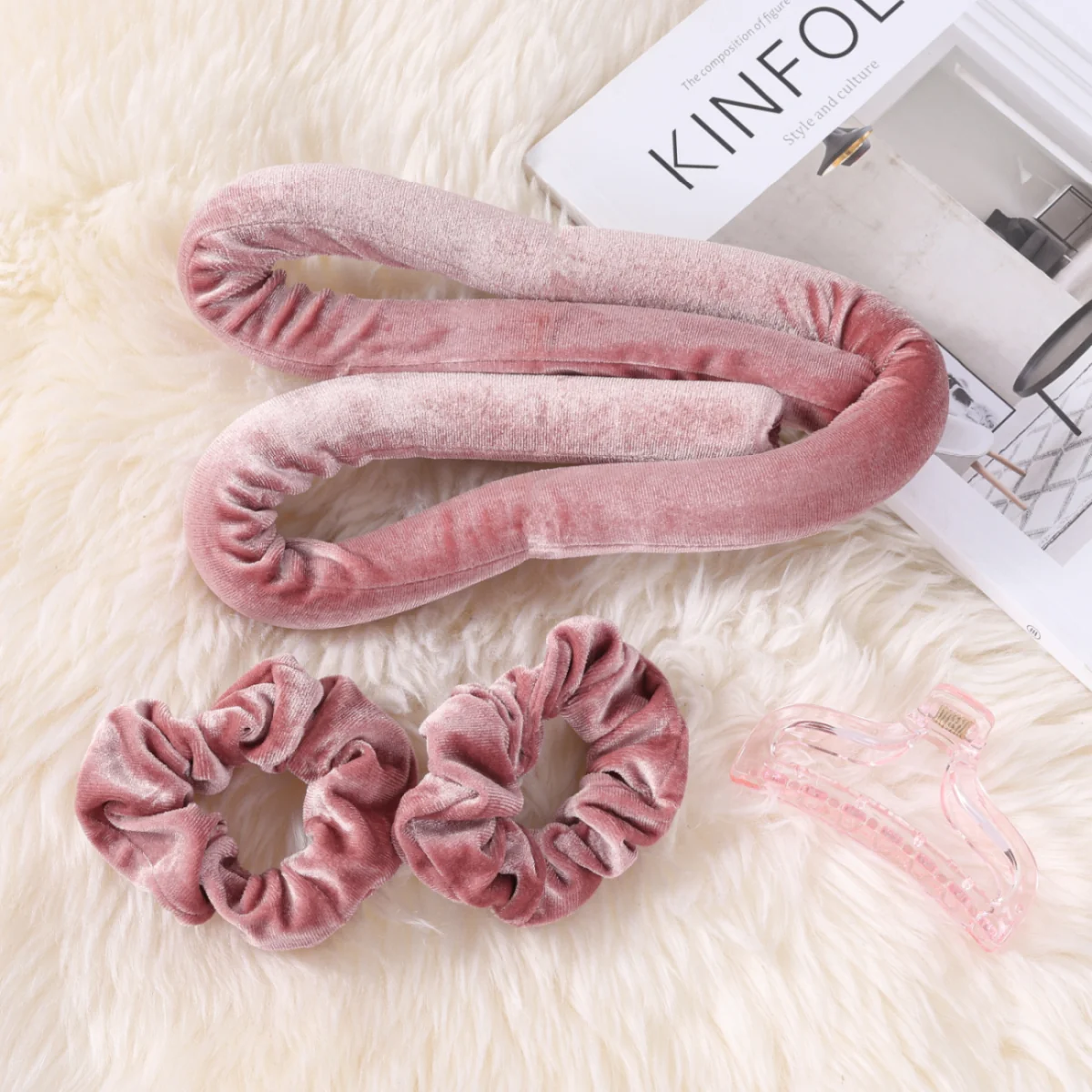 Sister Young Lisa pink, zestaw do kręcenia włosów bez użycia ciepła, 1 sztuka