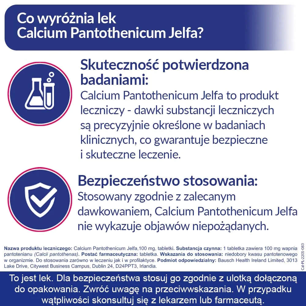 Calcium Pantothenicum Jelfa 100 mg 50 tabletek