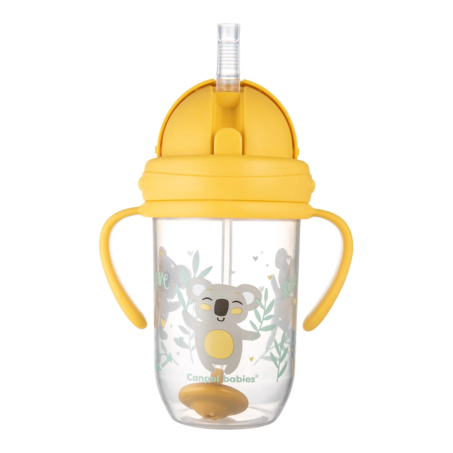 Canpol Babies kubek niekapek z rurką i odważnikiem żółty 270 ml, 1 sztuka