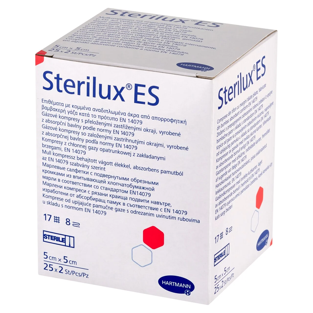 Sterilux ES kompresy jałowe z gazy, 5 x 5 cm, 25 x 2 szt.