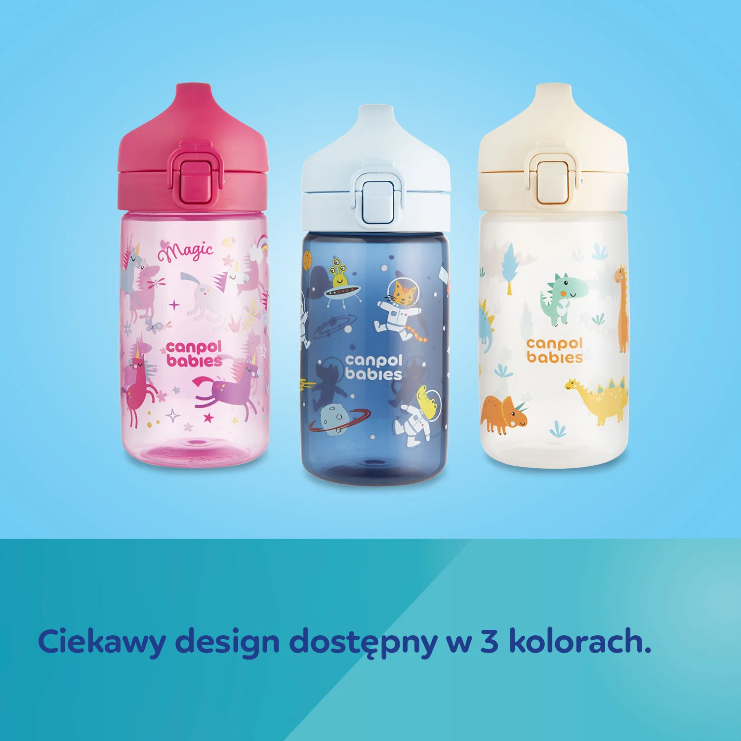 Canpol Babies bidon na wodę dla dzieci od 2,5 r.ż. JUNIOR niebieski, 1 sztuka