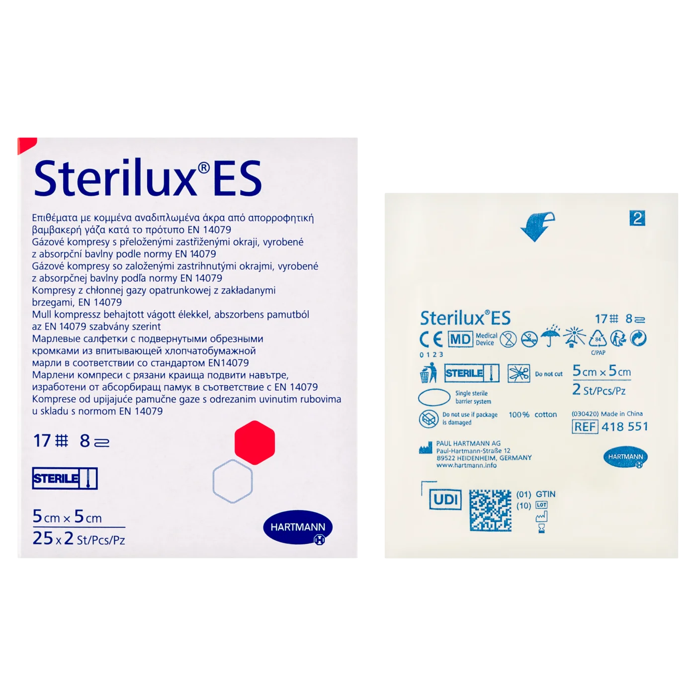 Sterilux ES kompresy jałowe z gazy, 5 x 5 cm, 25 x 2 szt.