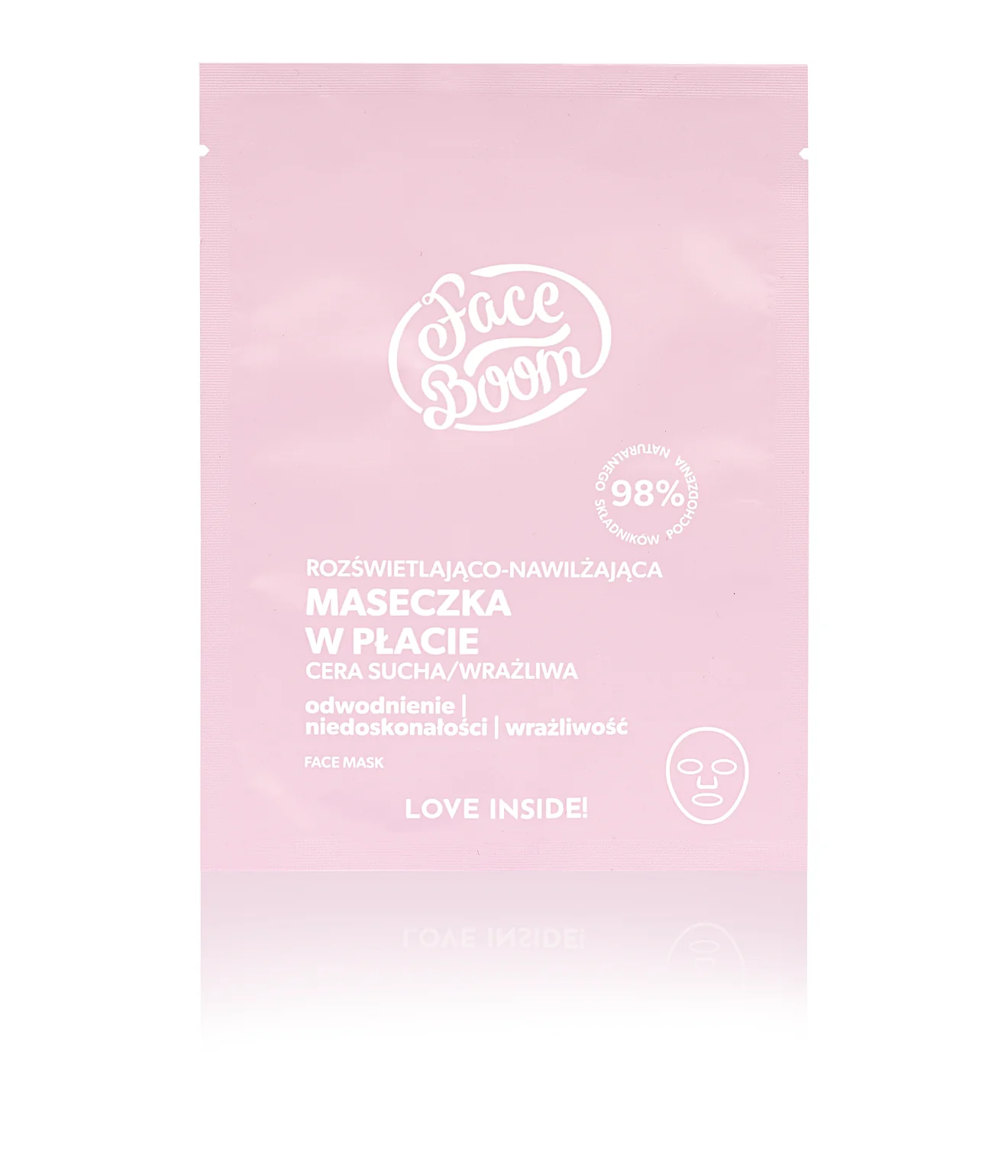 BodyBoom FaceBoom rozświetlająco-nawilżająca maseczka w płacie, 15 g