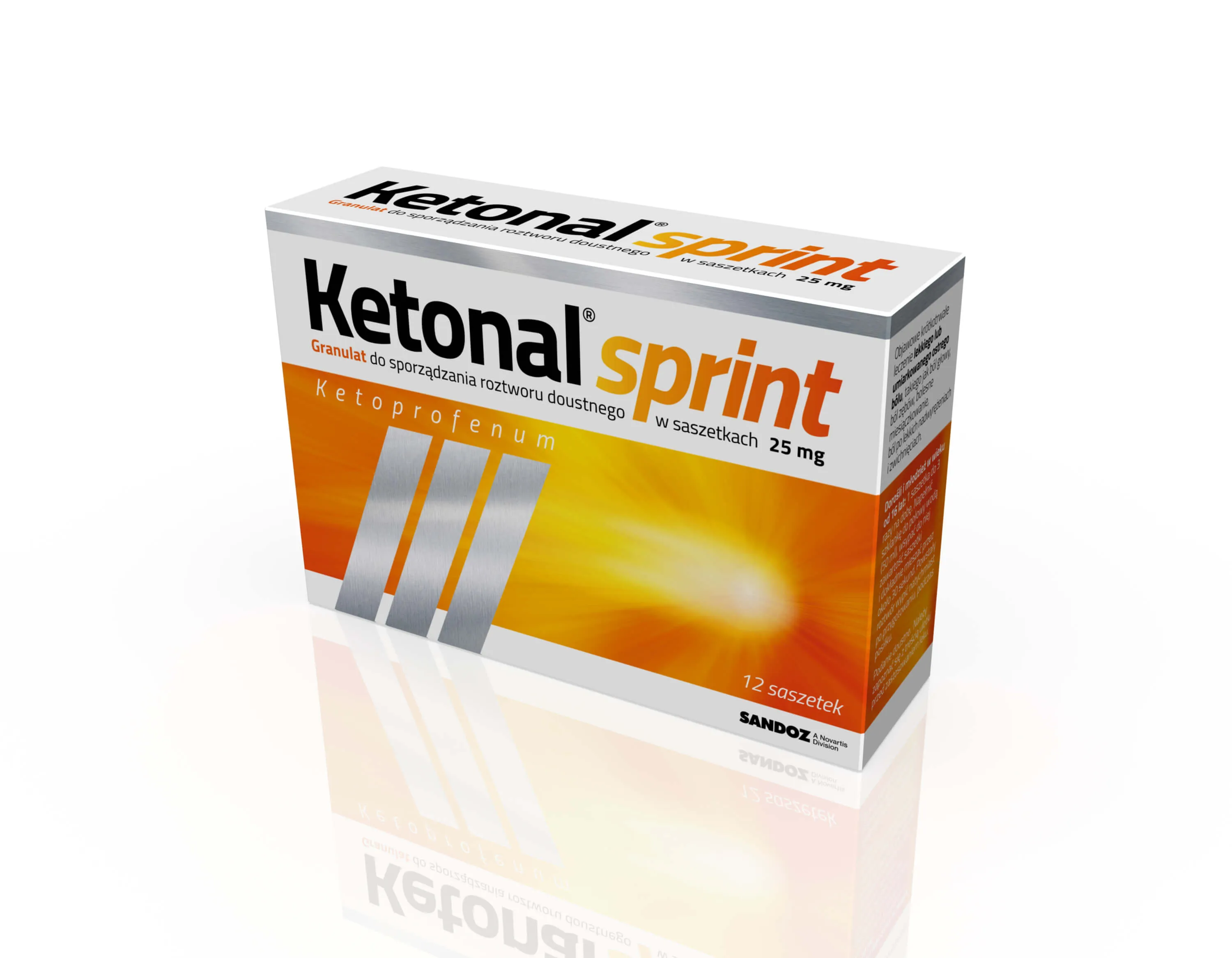 Ketonal Sprint, 25 mg, granulat do sporządzania roztworu doustnego, 12 saszetek
