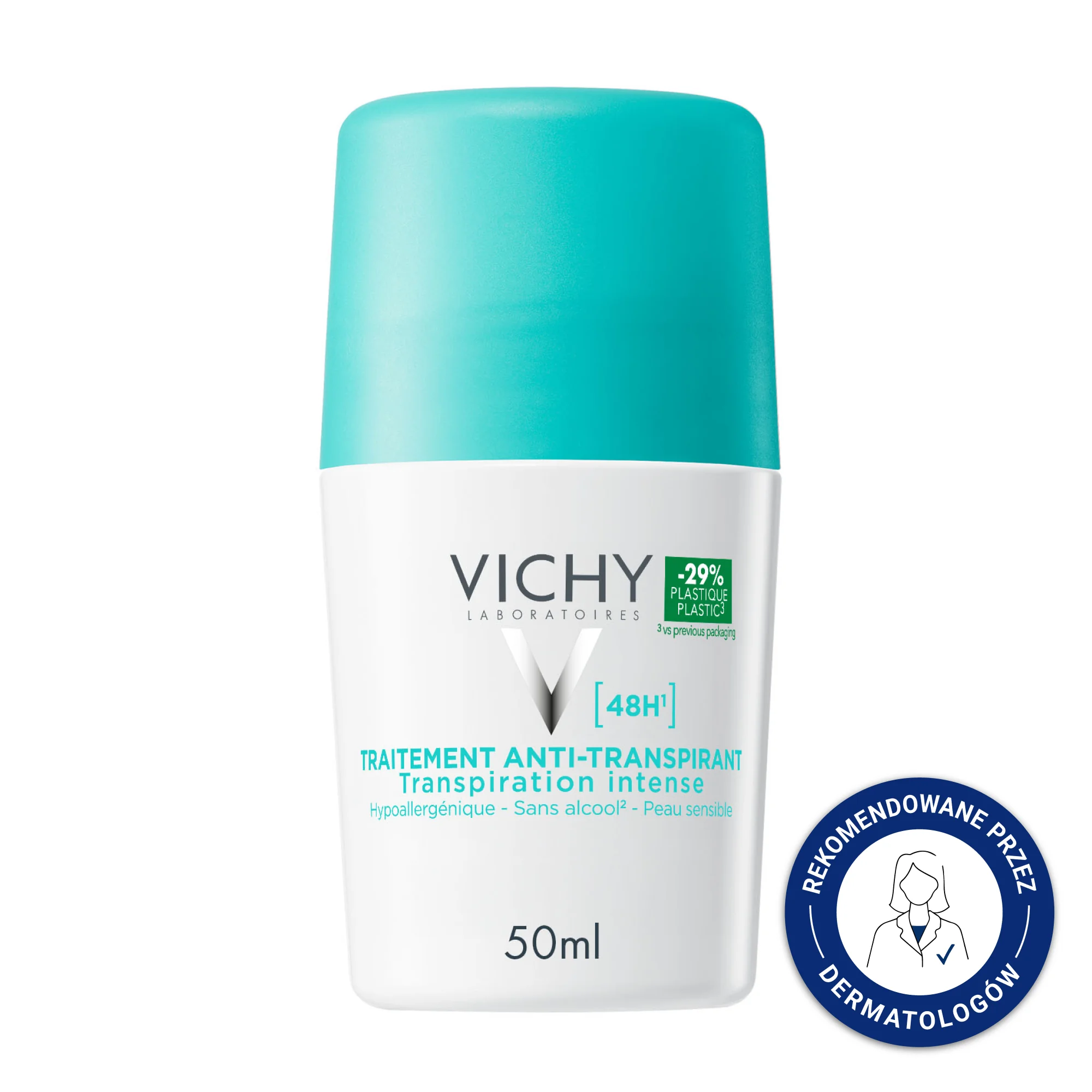 Vichy, antyperspirant roll-on kuracja przeciw nadmiernemu poceniu, 48 h, 50 ml