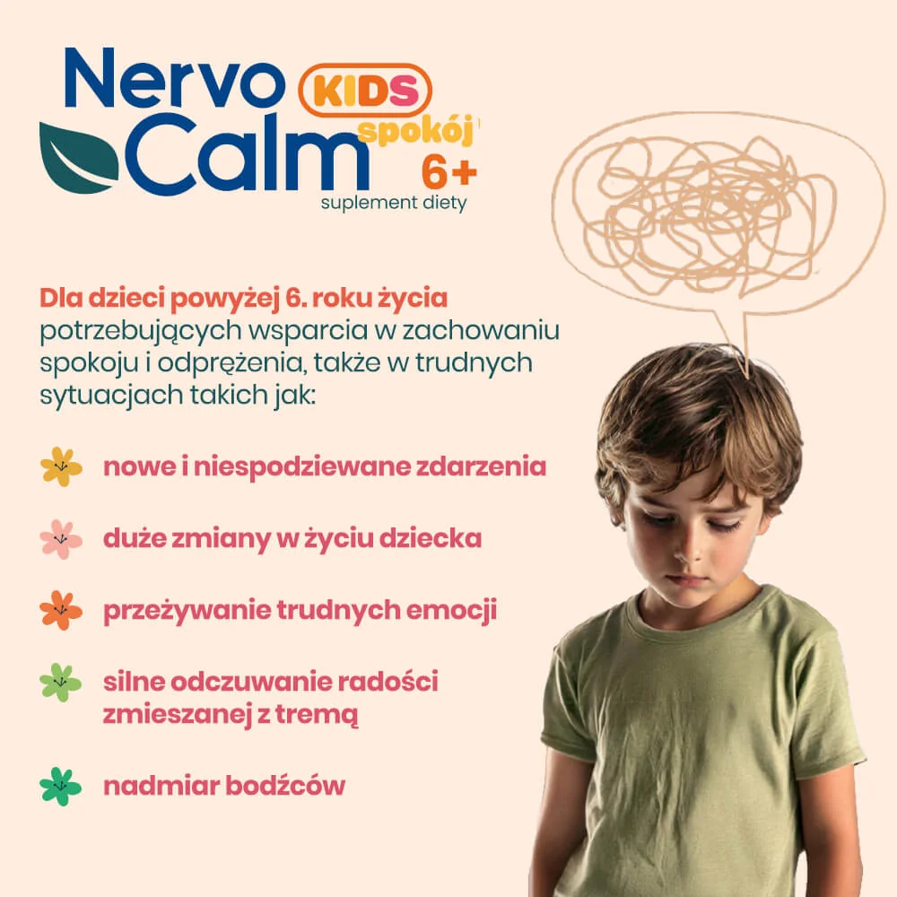 NervoCalm Kids 6+ Spokój o smaku malinowym, 30 żelek