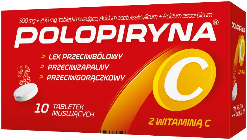 Polopiryna C, 500 mg + 200 mg, 10 tabletek musujących