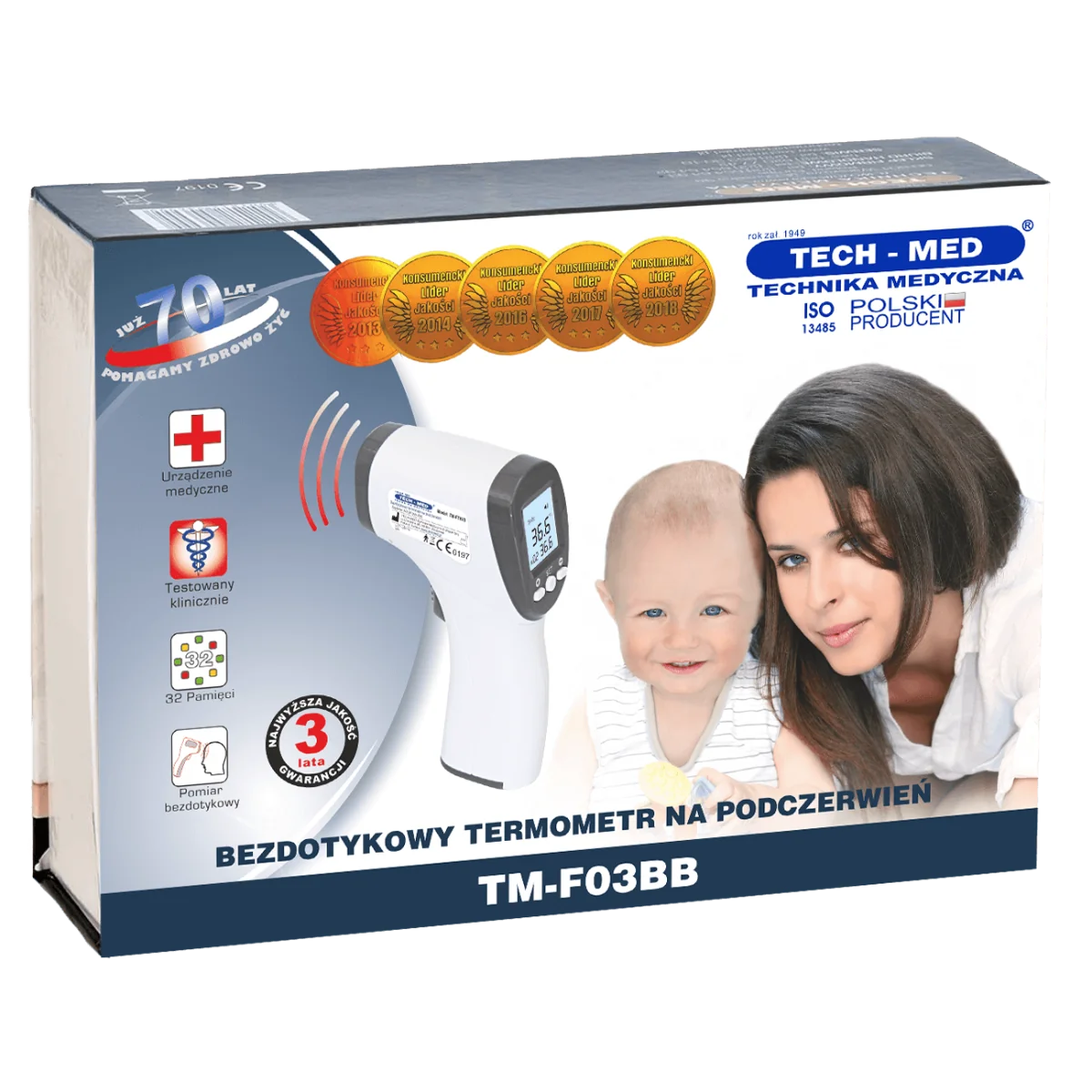 Tech-Med TM-F03BB termometr bezdotykowy, 1 sztuka