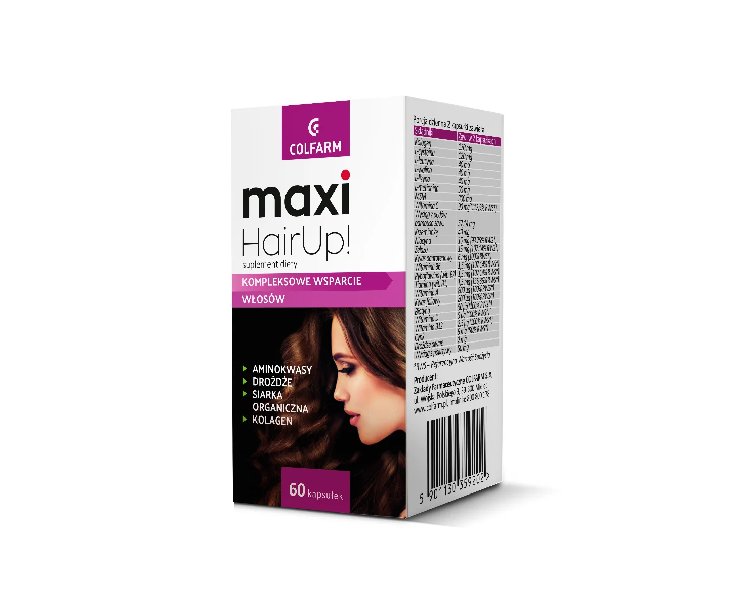 Maxi Hair Up suplement diety, 60 kapsułek
