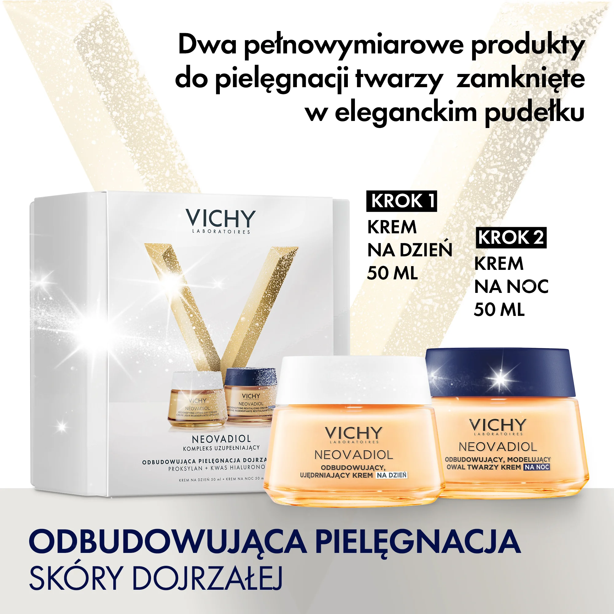 Vichy Neovadiol Kompleks XMass25 Zestaw odbudowujący krem na dzień, 50 ml + modelujący owal twarzy krem na noc, 50 ml
