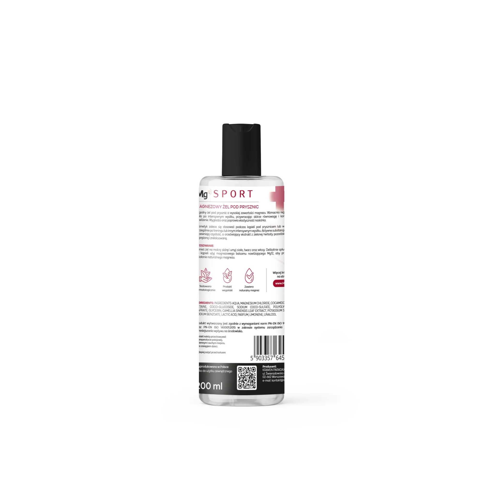 Mg12 Sport magnezowy żel pod prysznic z biszofitem, 200 ml