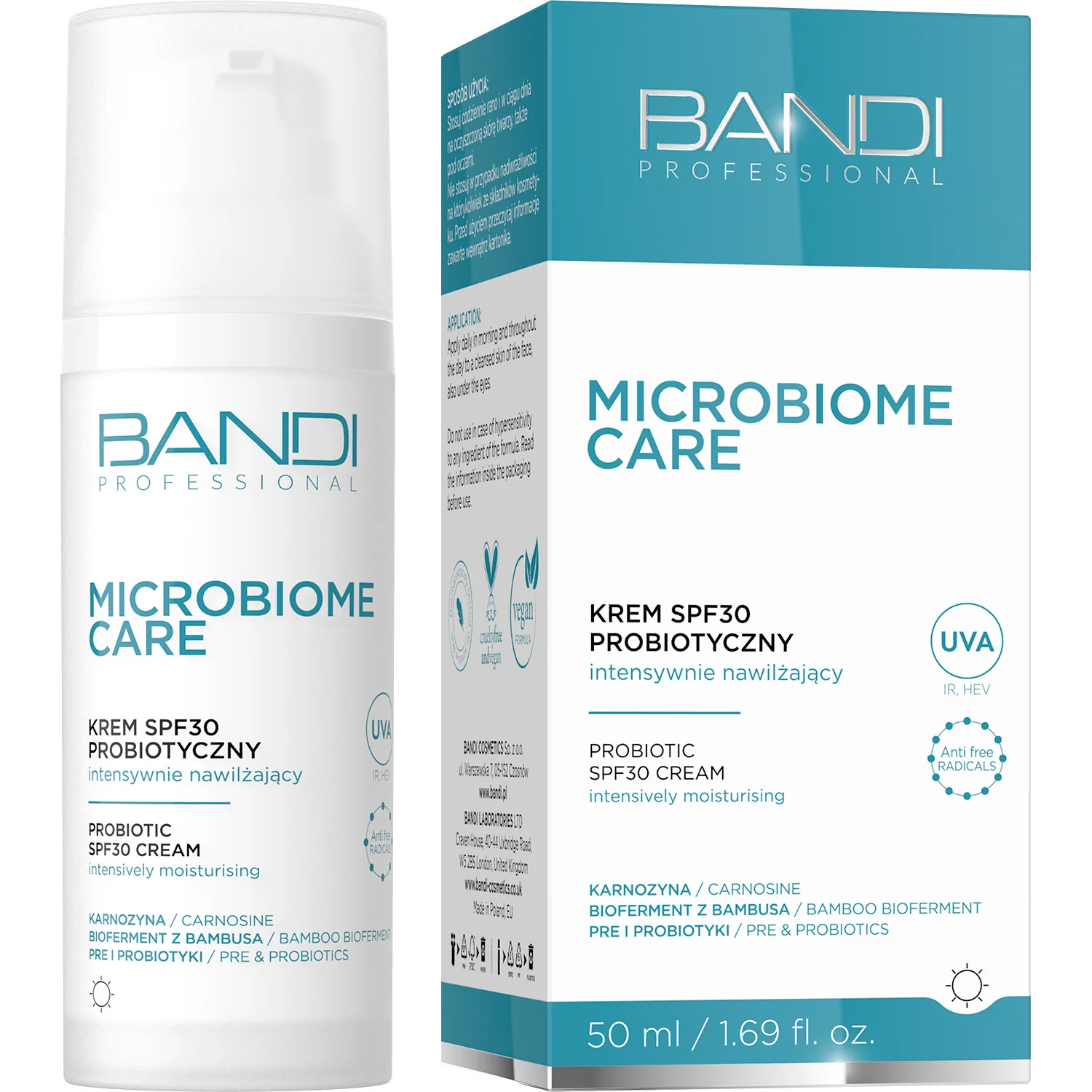 Bandi Microbiome Care krem SPF 30 probiotyczny intensywnie nawilżający, 50 ml