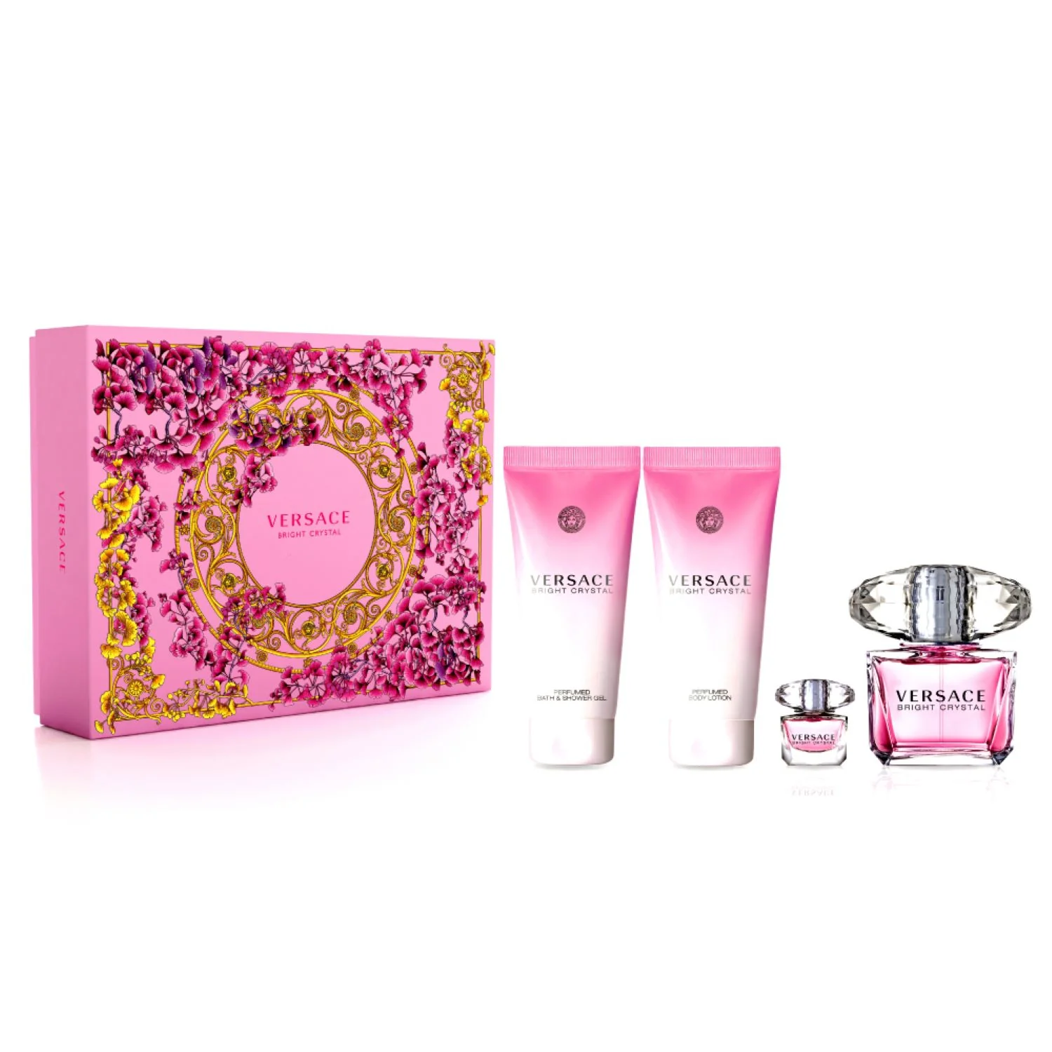 Versace Bright Crystal woda toaletowa, 90 ml + woda toaletowa, 5 ml + żel pod prysznic, 100 ml + balsam do ciała, 100 ml