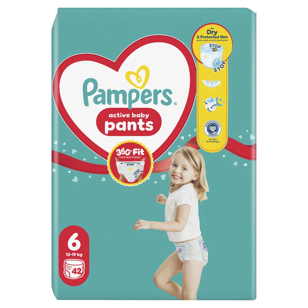 Pampers Active Baby Pants 6 pieluchomajtki, rozmiar 6, 13-19 kg, 42 sztuki