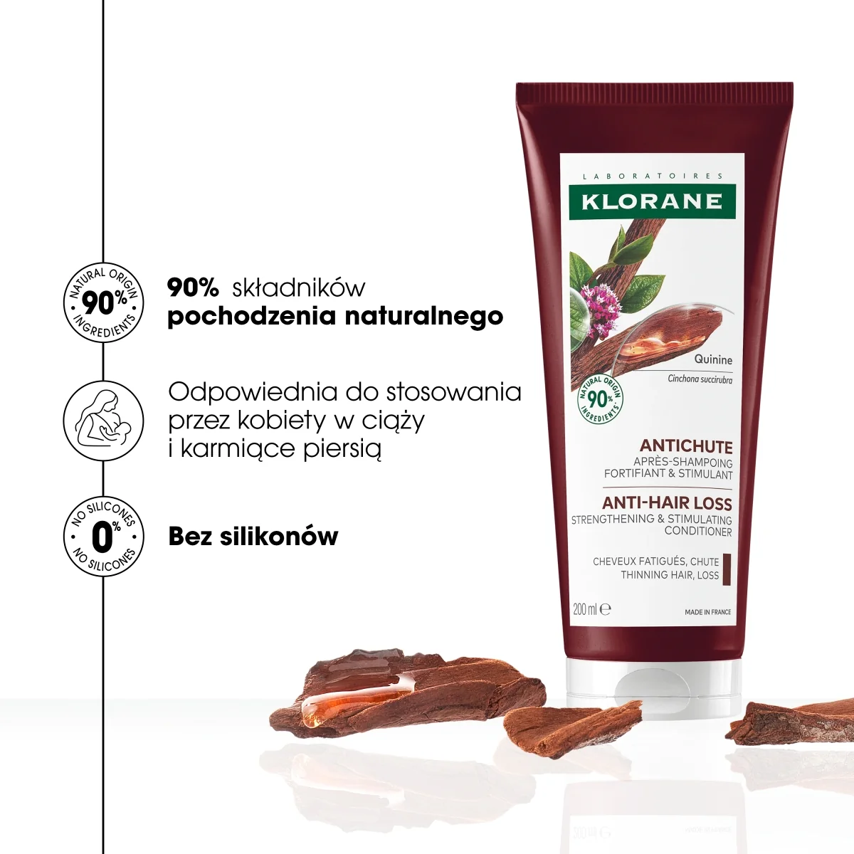 Klorane odżywka wzmacniająca i stymulująca z chininą, 200 ml