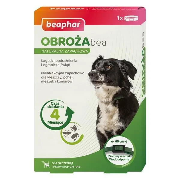 Bephar obroża BEA naturalna zapachowa przeciw pchłom kleszczom meszkom i komarom dla szczeniąt i psów małych ras, 1 szt.