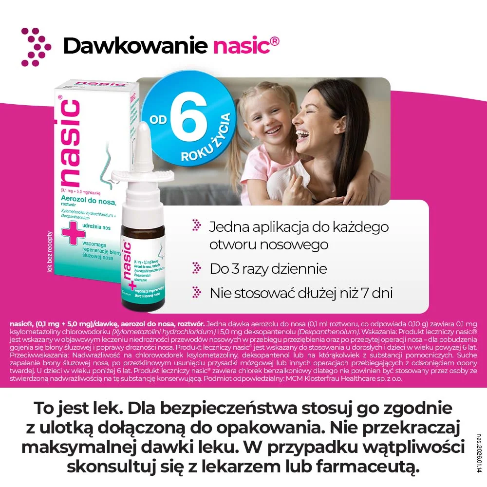 NasicNasic (0,1 mg + 5 mg)/ dawkę aerozol do nosa, 10 ml