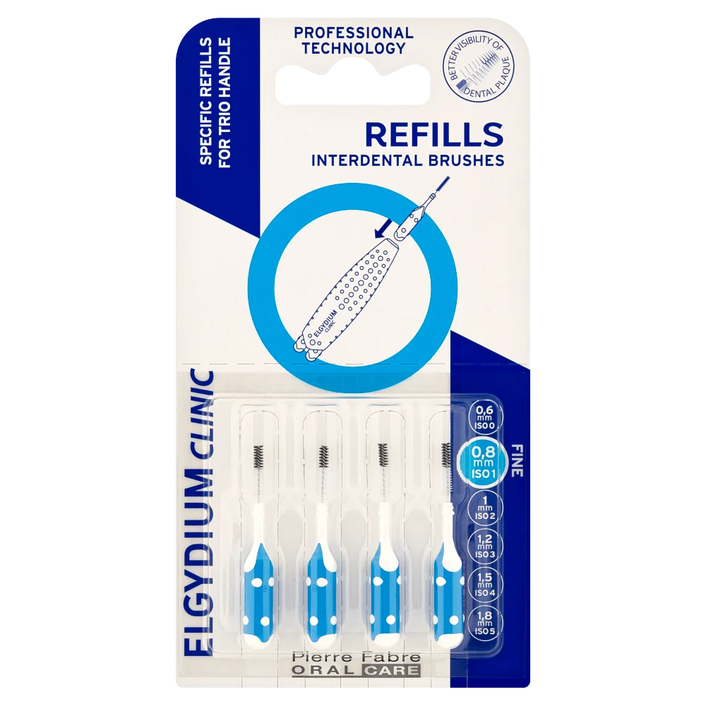 Elgydium Clinic Refills Niebieskie (ISO 1) wkład do szczoteczki międzyzębowej, 4 sztuki