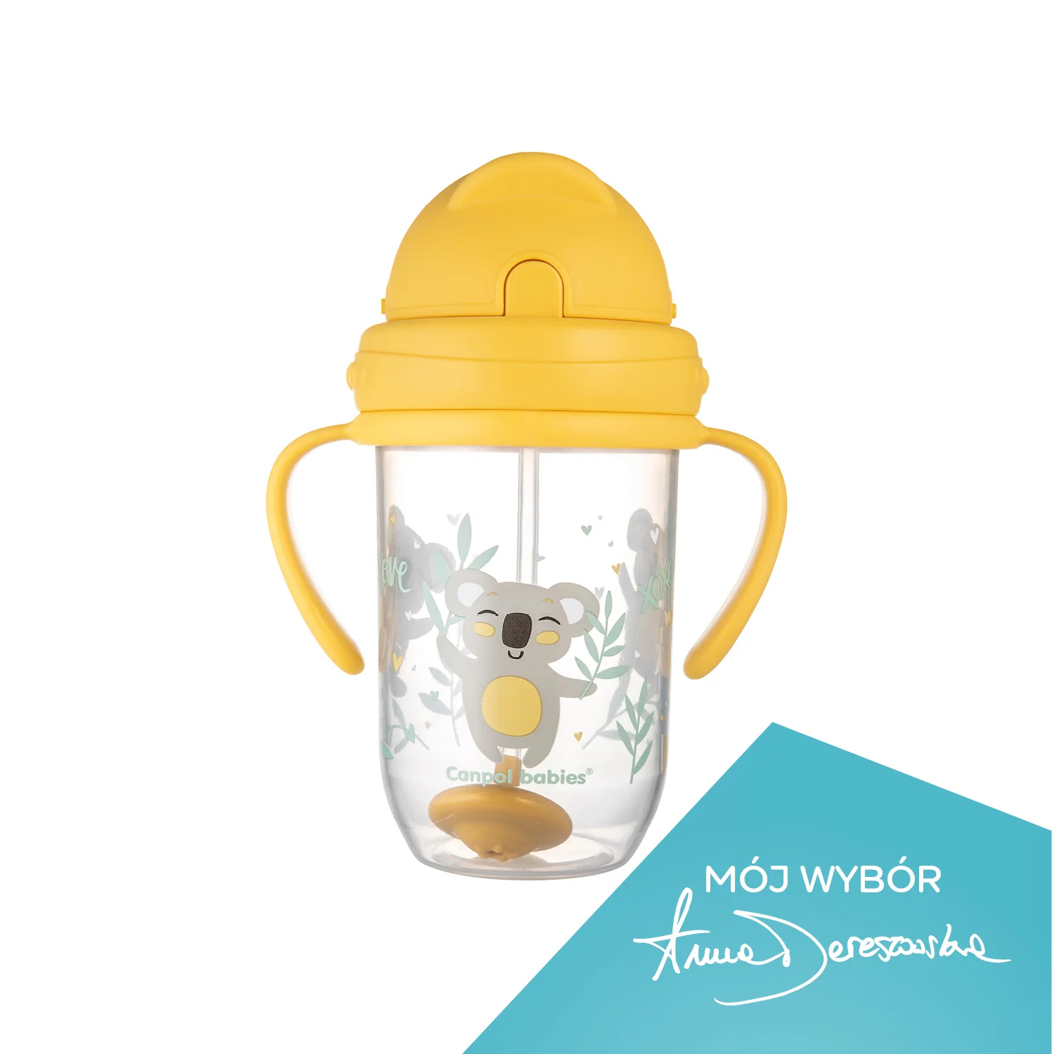 Canpol Babies kubek niekapek z rurką i odważnikiem żółty 270 ml, 1 sztuka