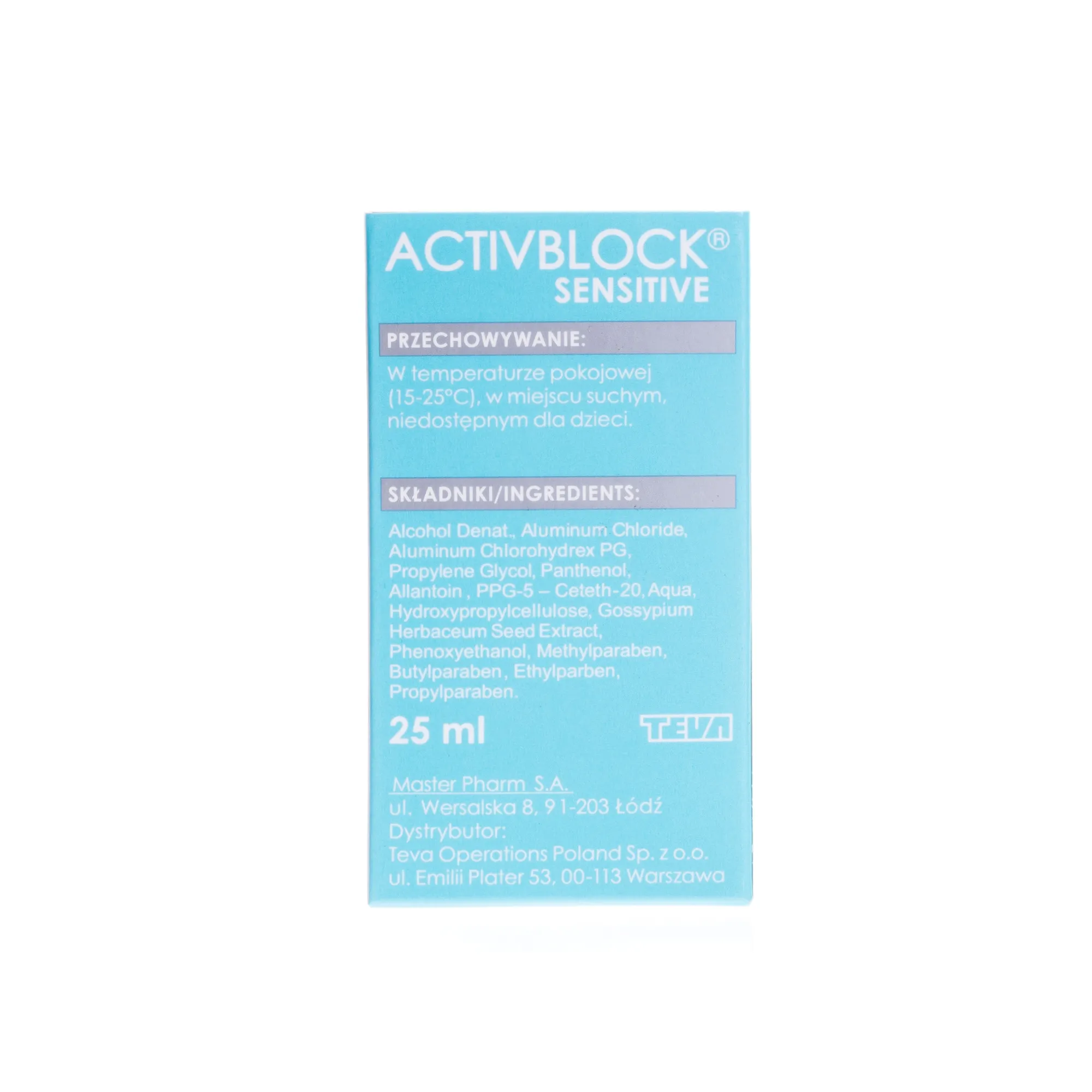 Activblock Sensitive, antyperspirant do skóry wrażliwej, 25 ml 