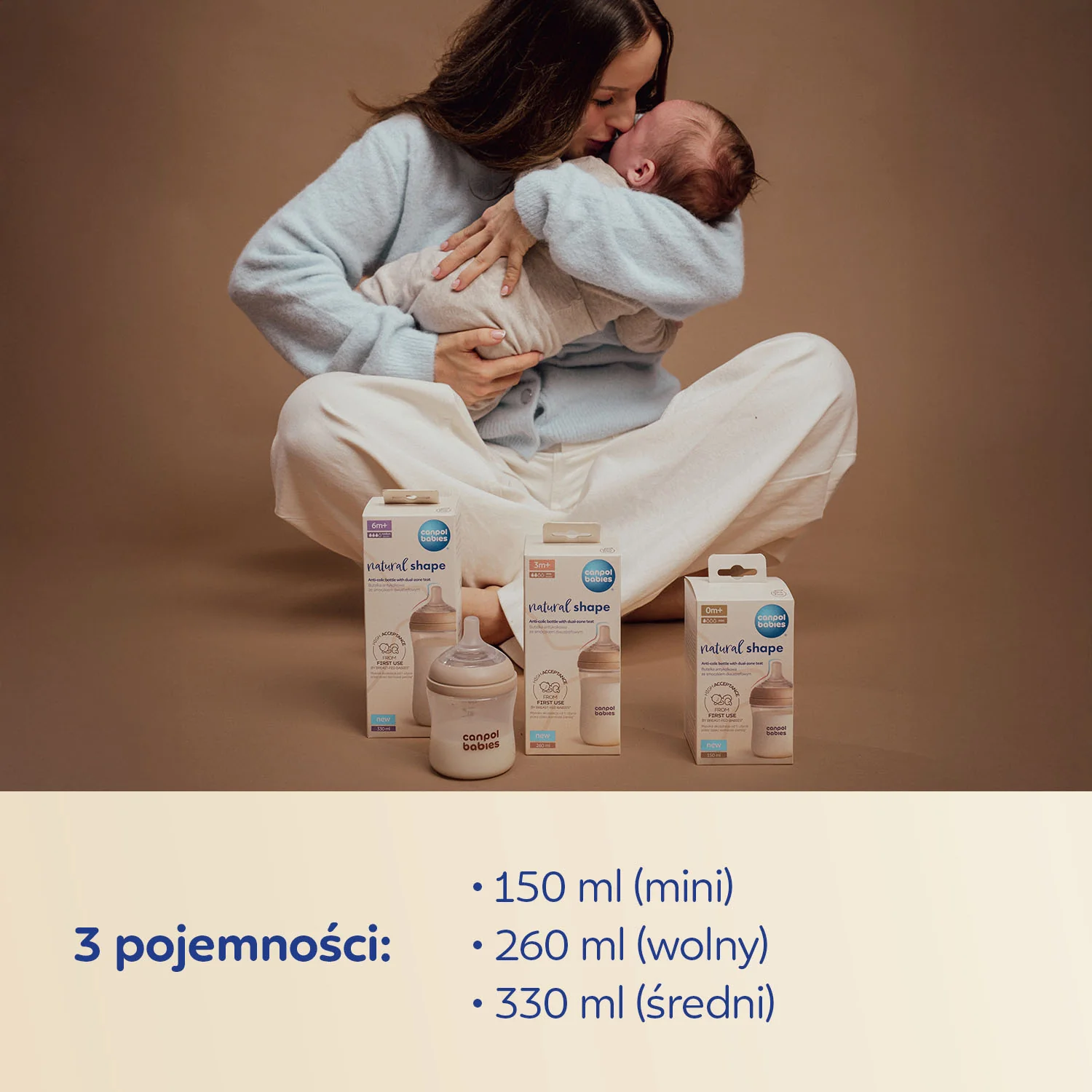 Canpol Babies Natural Shape butelka ze smoczkiem dwustrefowym 150 ml, 1 sztuka