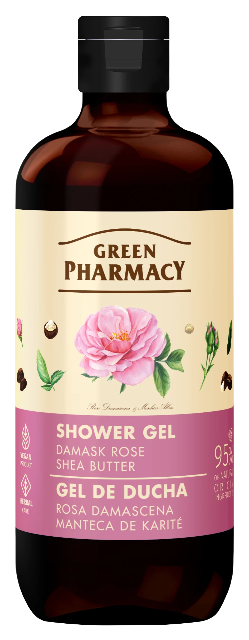 Green Pharmacy żel pod prysznic, Róża damasceńska i Masło shea, 500 ml