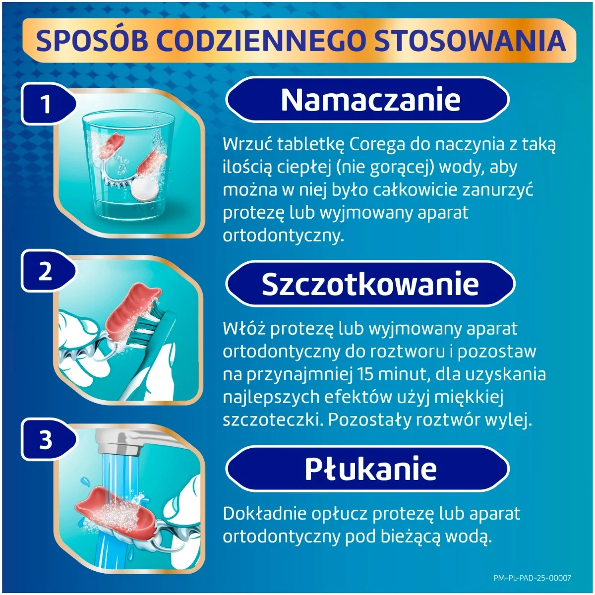 Corega Bio Formuła tabletki do codziennego czyszczenia protez zębowych, 120 sztuk