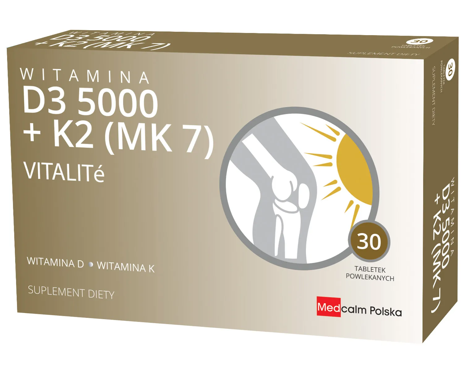 Vitalite Witamina D3 5000 + K2 (MK-7), suplement diety, 30 tabletek