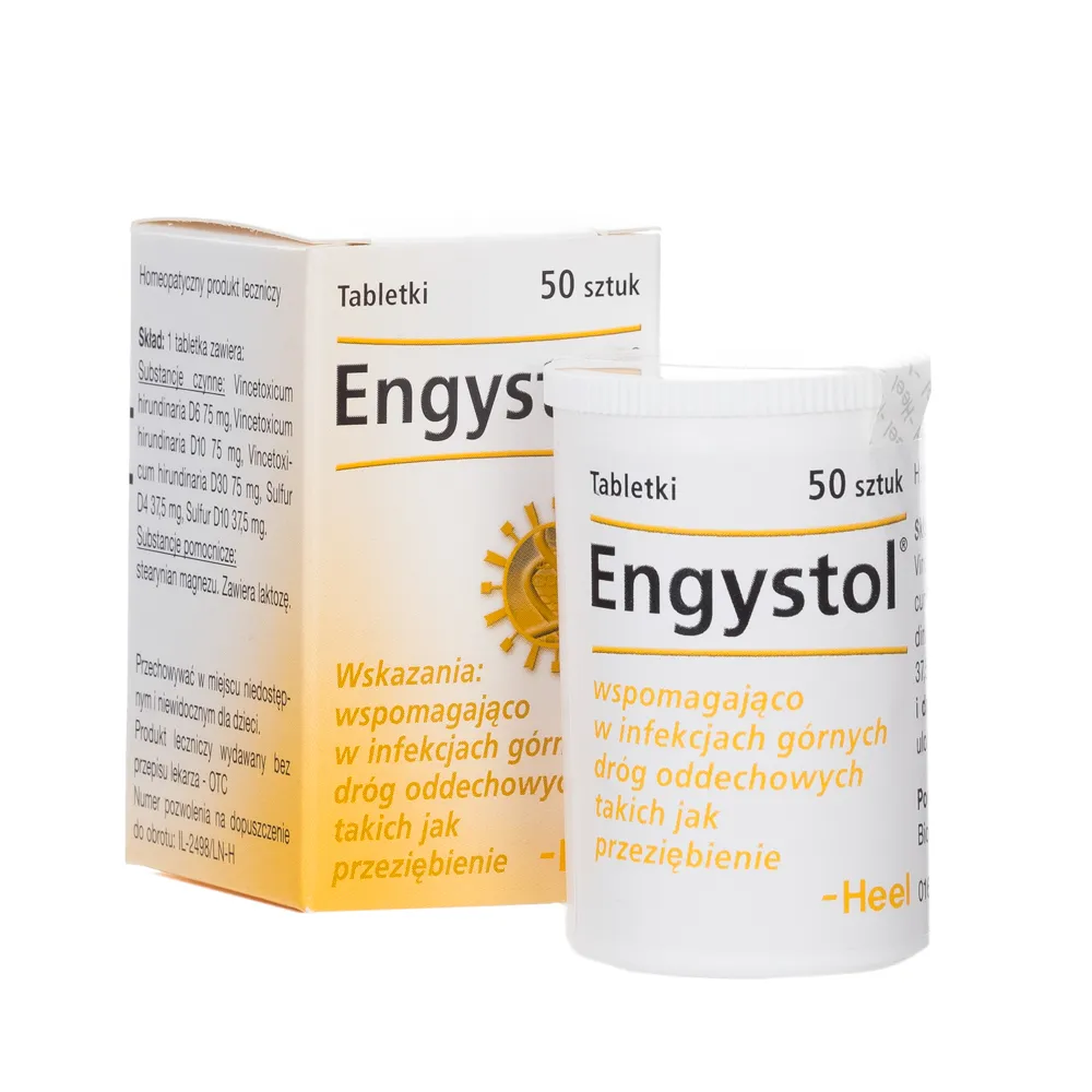 Engystol - lek działający wspomagająco w infekcjach górnych dróg oddechowych, 50 tabletek