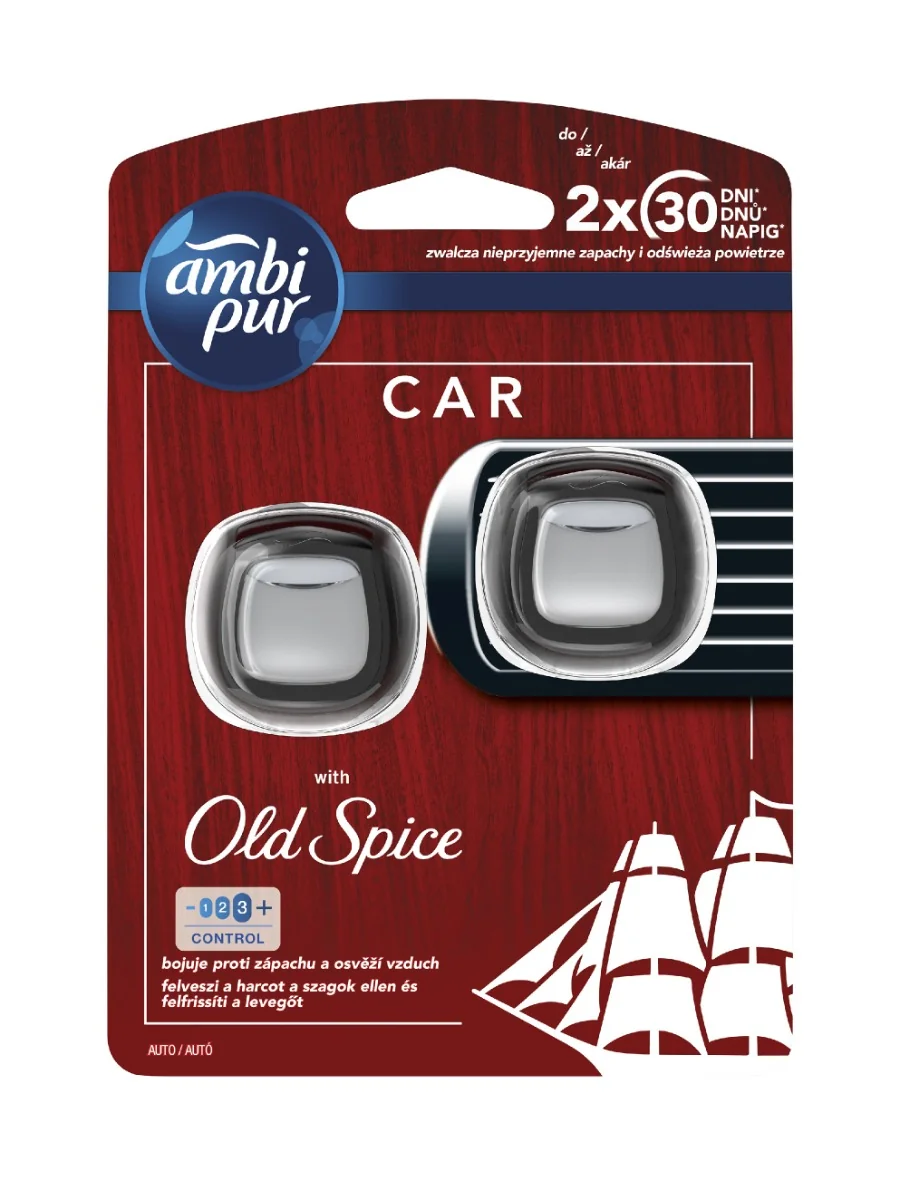 Ambi Pur Car Old Spice zestaw startowy samochodowego odświeżacza powietrza, 2 x 6 ml