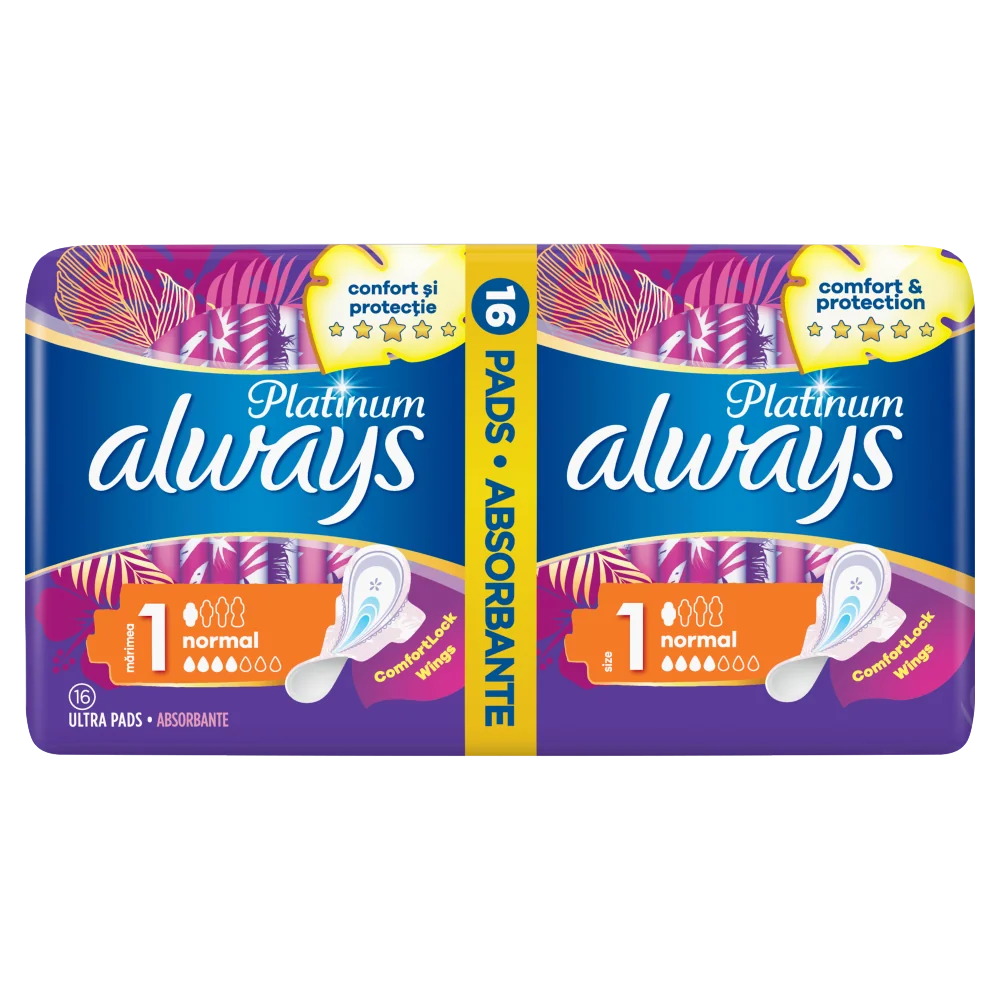 Always Ultra Platinum Normal podpaski ze skrzydełkami, 2 x 8 szt.