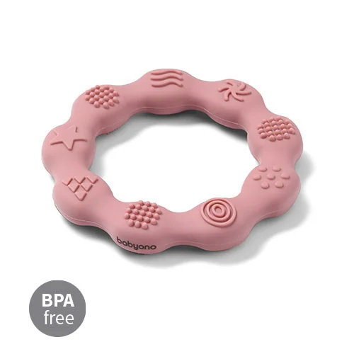 Babyono Gryzak silikonowy Ring różowy, 1 szt.