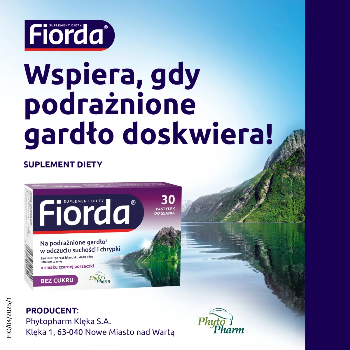 Fiorda 30 pastylek do ssania o smaku porzeczkowym