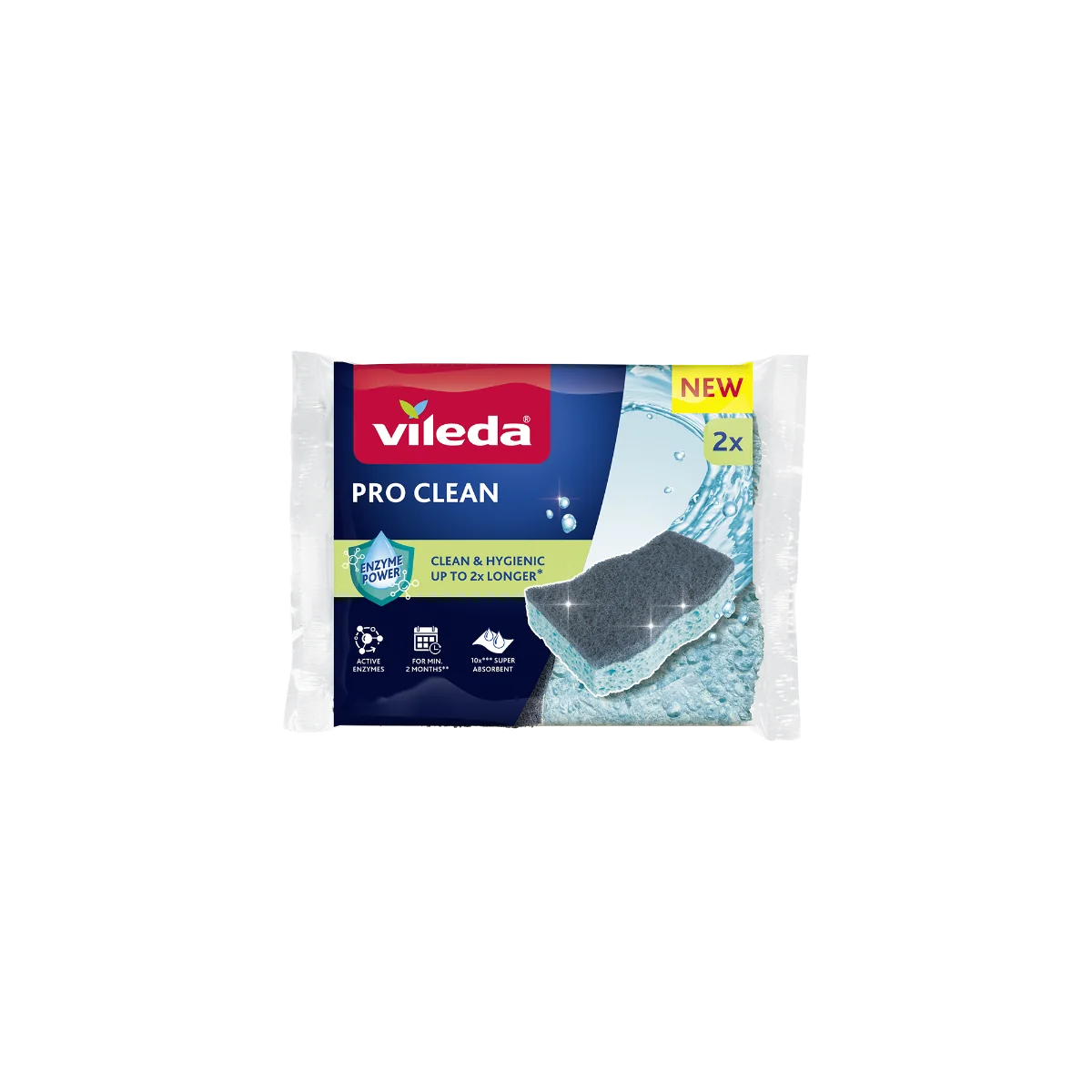 Vileda Pro Clean zmywak wiskozowy z enzymami, 2 sztuki