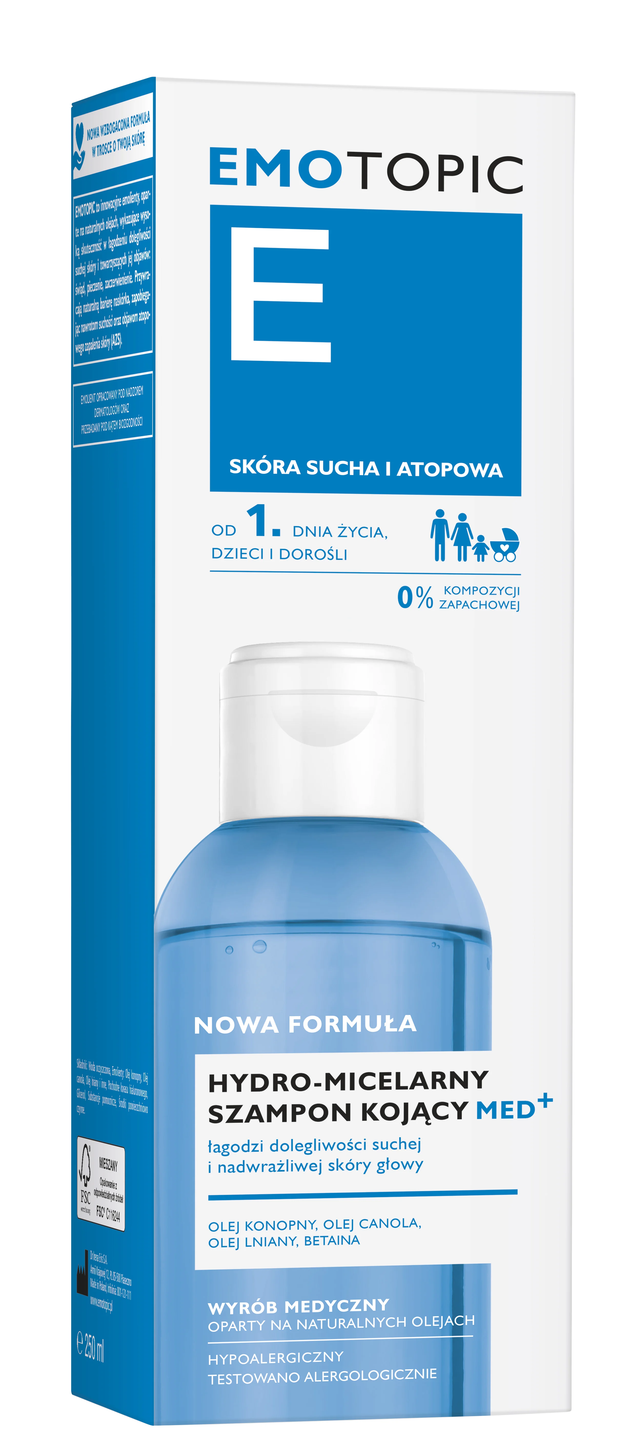 Emotopic Med+ hydro-micelarny szampon kojący, 250 ml