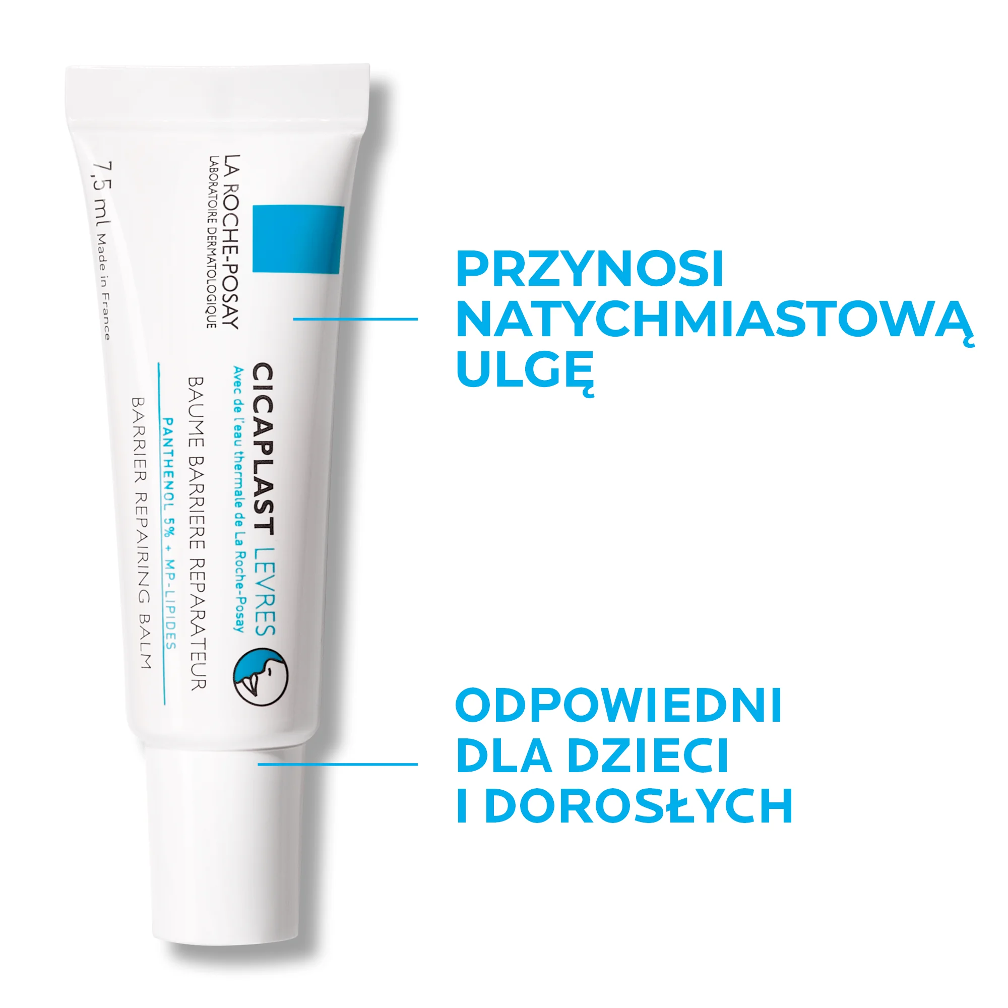 La Roche-Posay Cicaplast barierowy balsam do ust o działaniu regenerującym, 7,5 ml