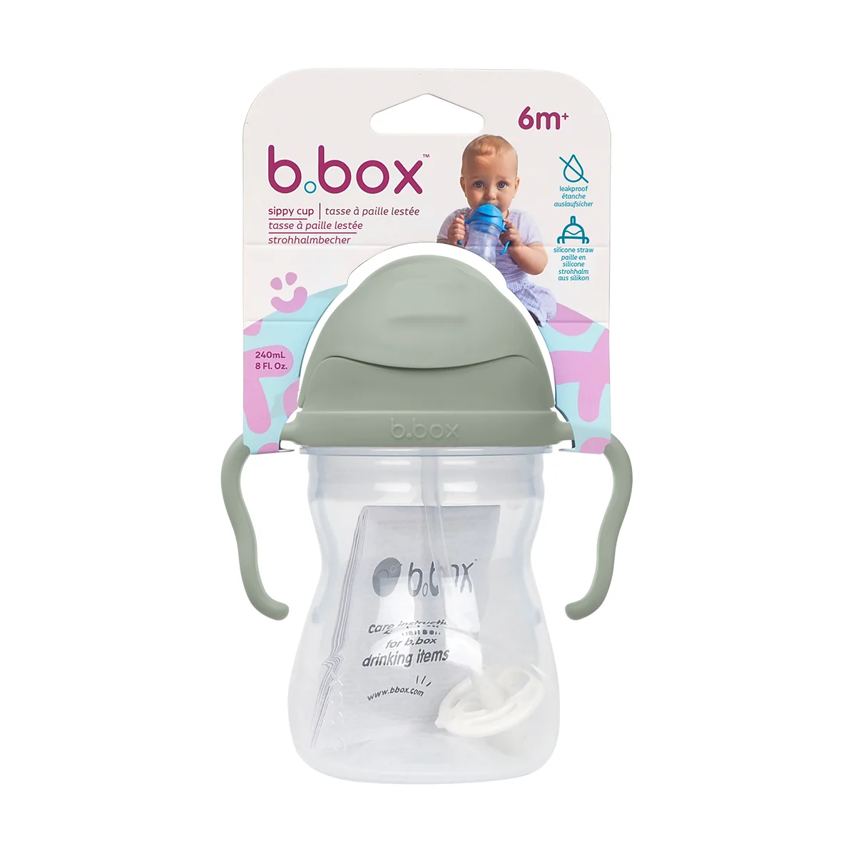 B.box bidon ze słomką szałwiowy, 240 ml