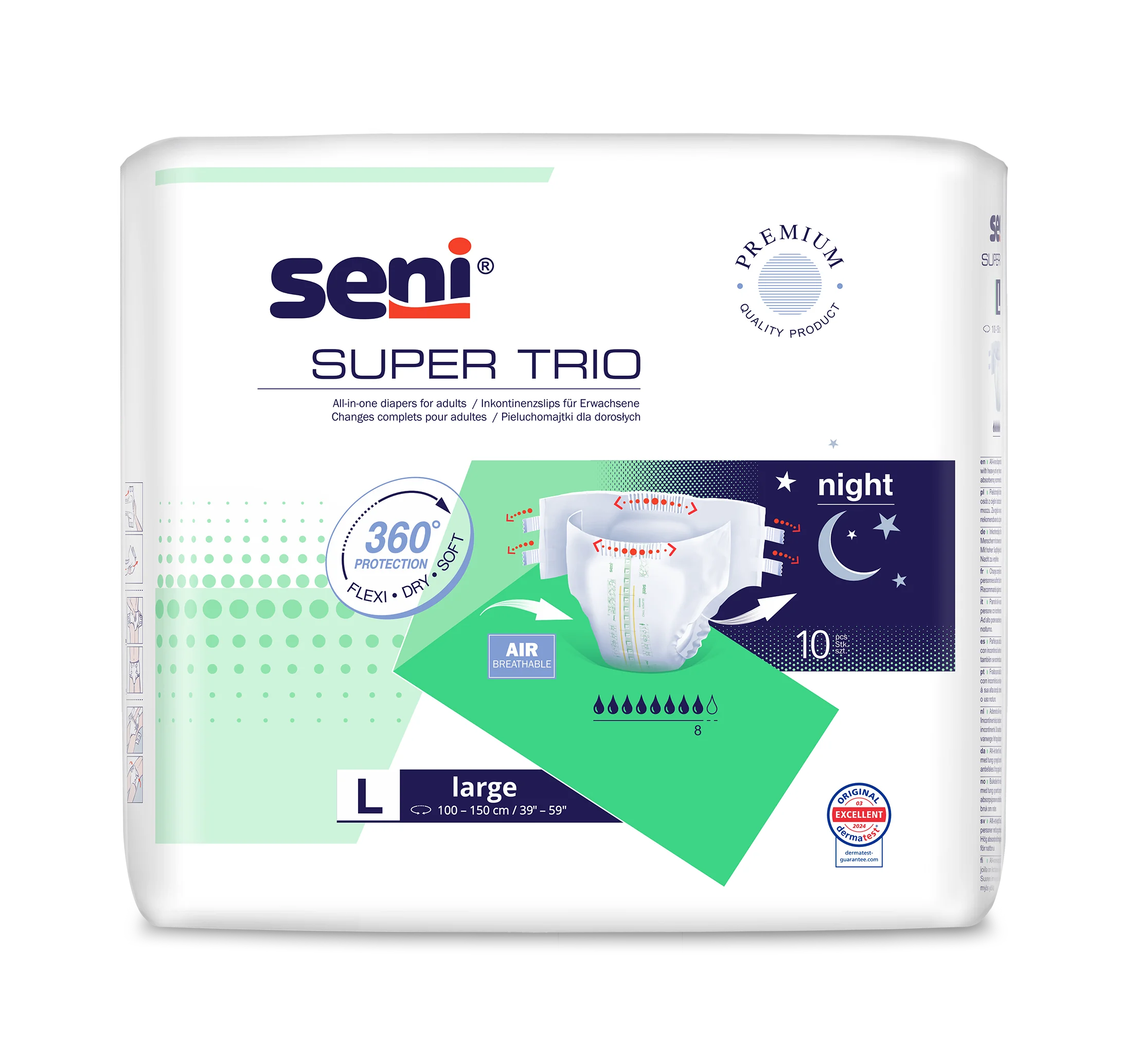 Seni Super Trio pieluchomajtki L, 10 szt.
