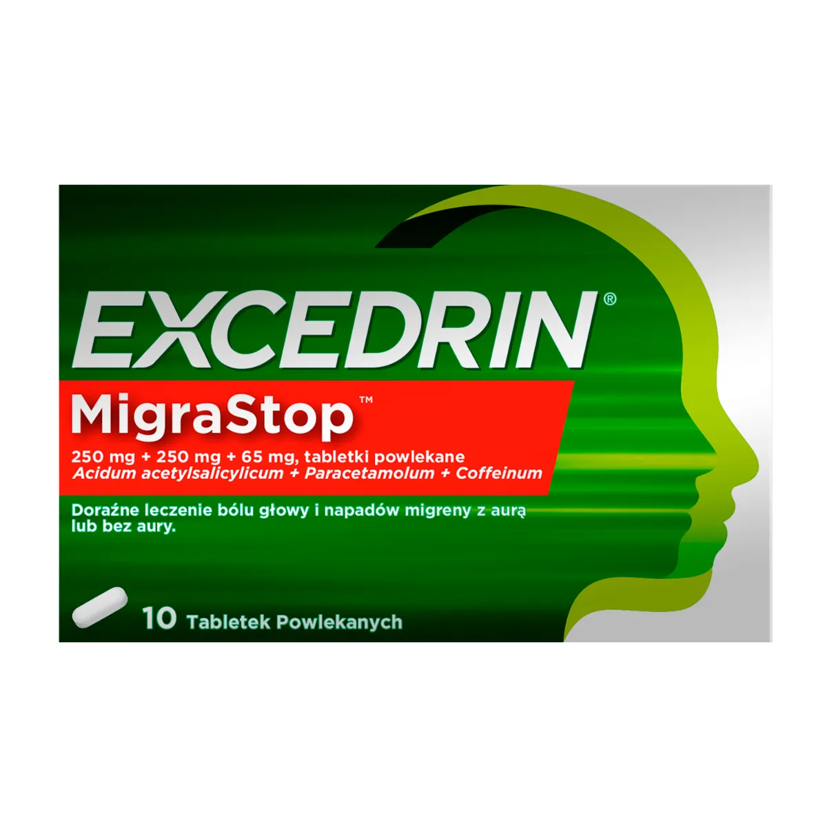 Excedrin MigraStop, 250 mg + 250 mg + 65 mg, 10 tabletek 