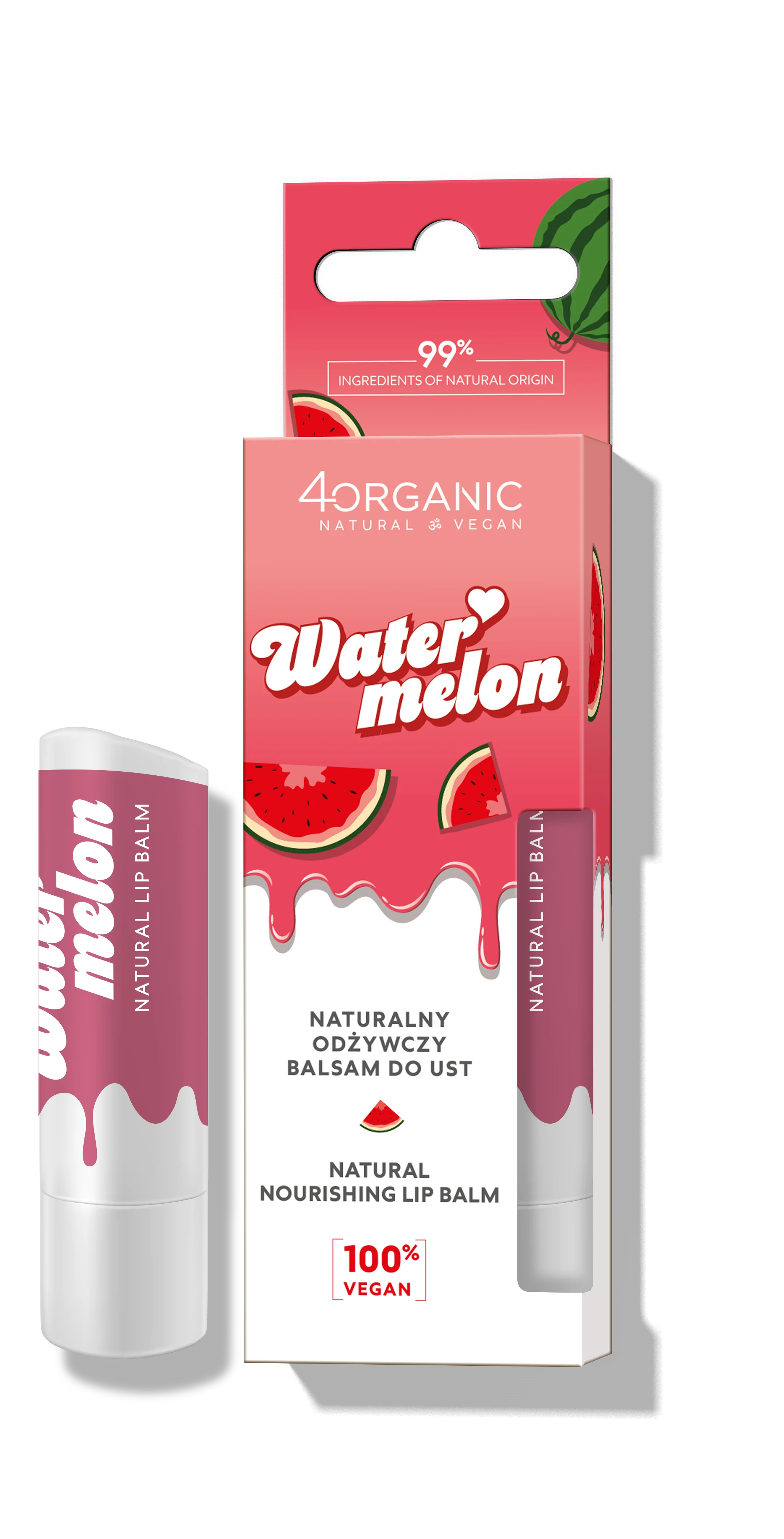 4organic Watermelon naturalny odżywczy balsam do ust, 5 g